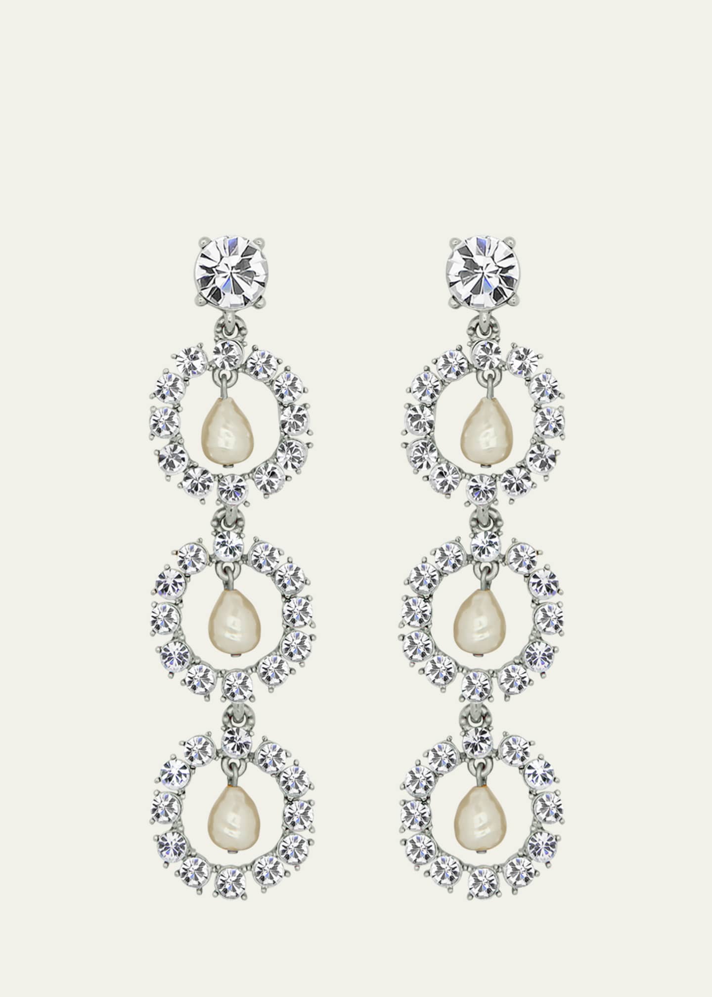 Oscar de la Renta Crystal Disc Triple Earrings