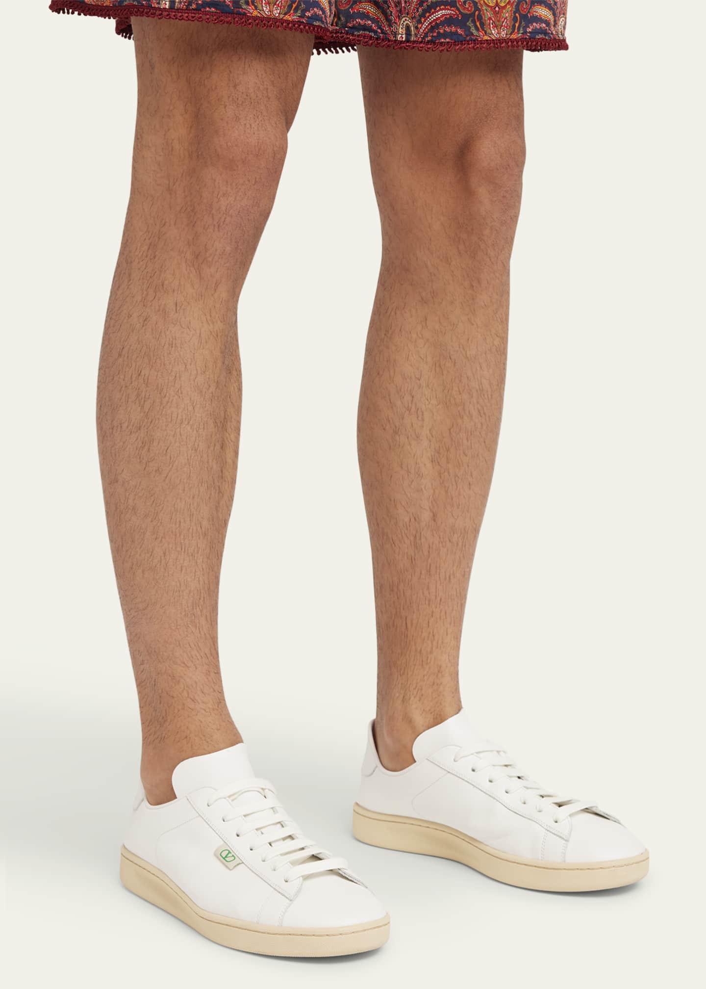 Valentino Garavani Men's Royco V Logo Calfskin Low-Top Sneakers Image 2 of 6