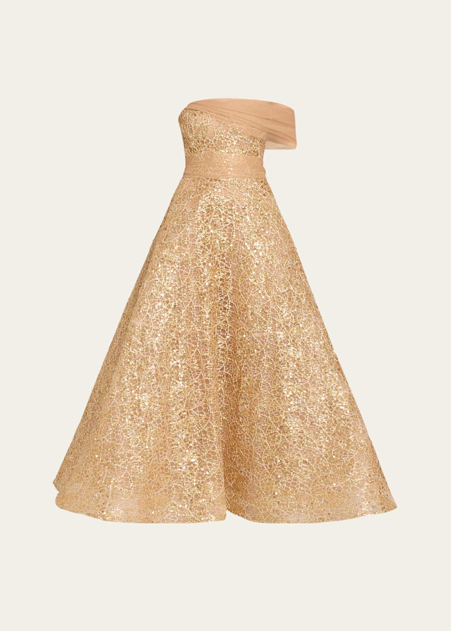 Atelier Prabal Gurung Jo Off-Shoulder Sequined Gown Image 1 of 5