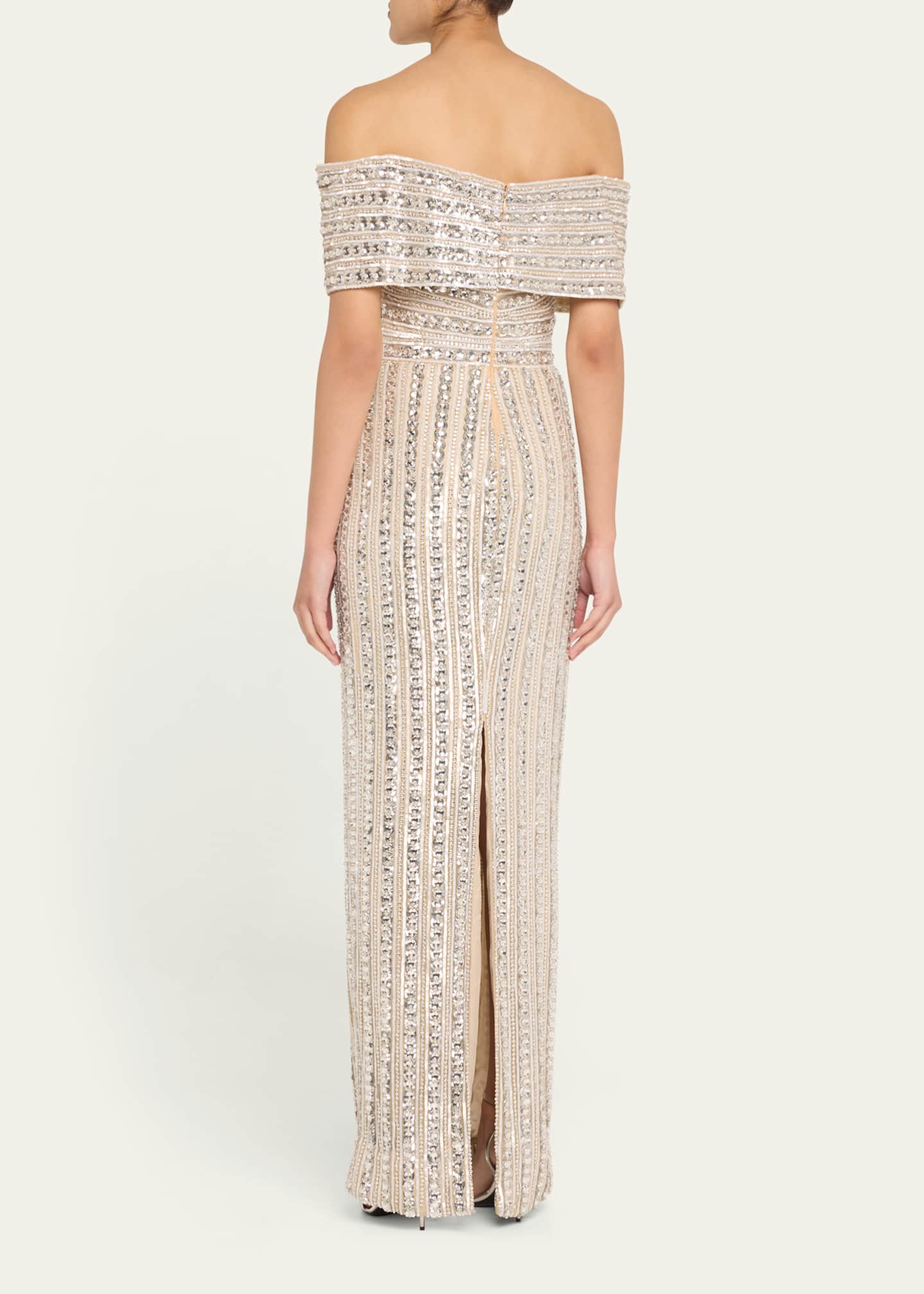 Pamella Roland Embroidered Tulle Off-The-Shoulder Gown Image 3 of 5