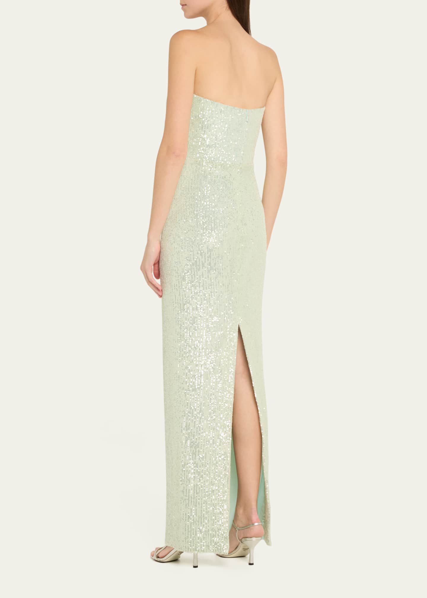 Pamella Roland Sequined Long Strapless Stretch Gown Image 3 of 5