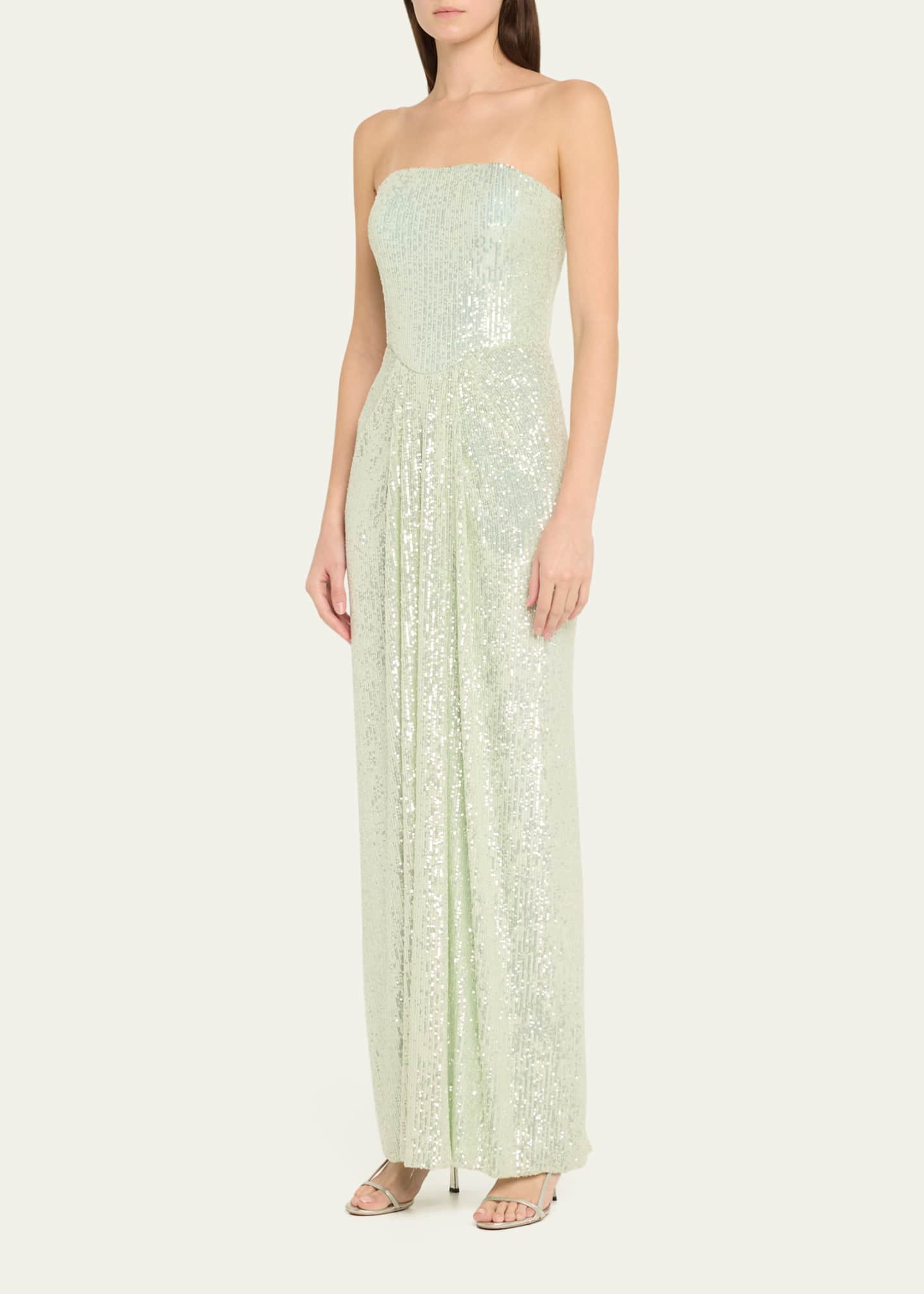 Pamella Roland Sequined Long Strapless Stretch Gown Image 4 of 5