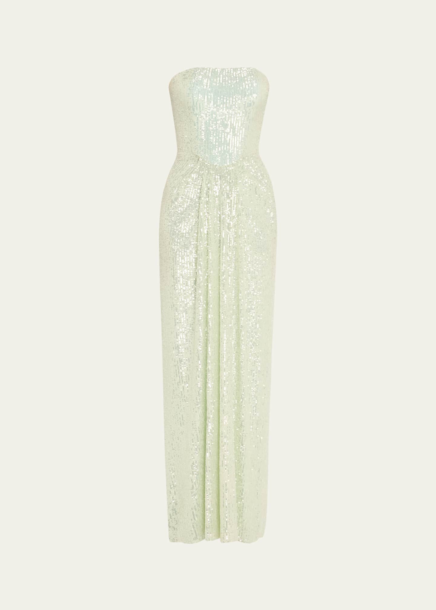 Pamella Roland Sequined Long Strapless Stretch Gown Image 1 of 5