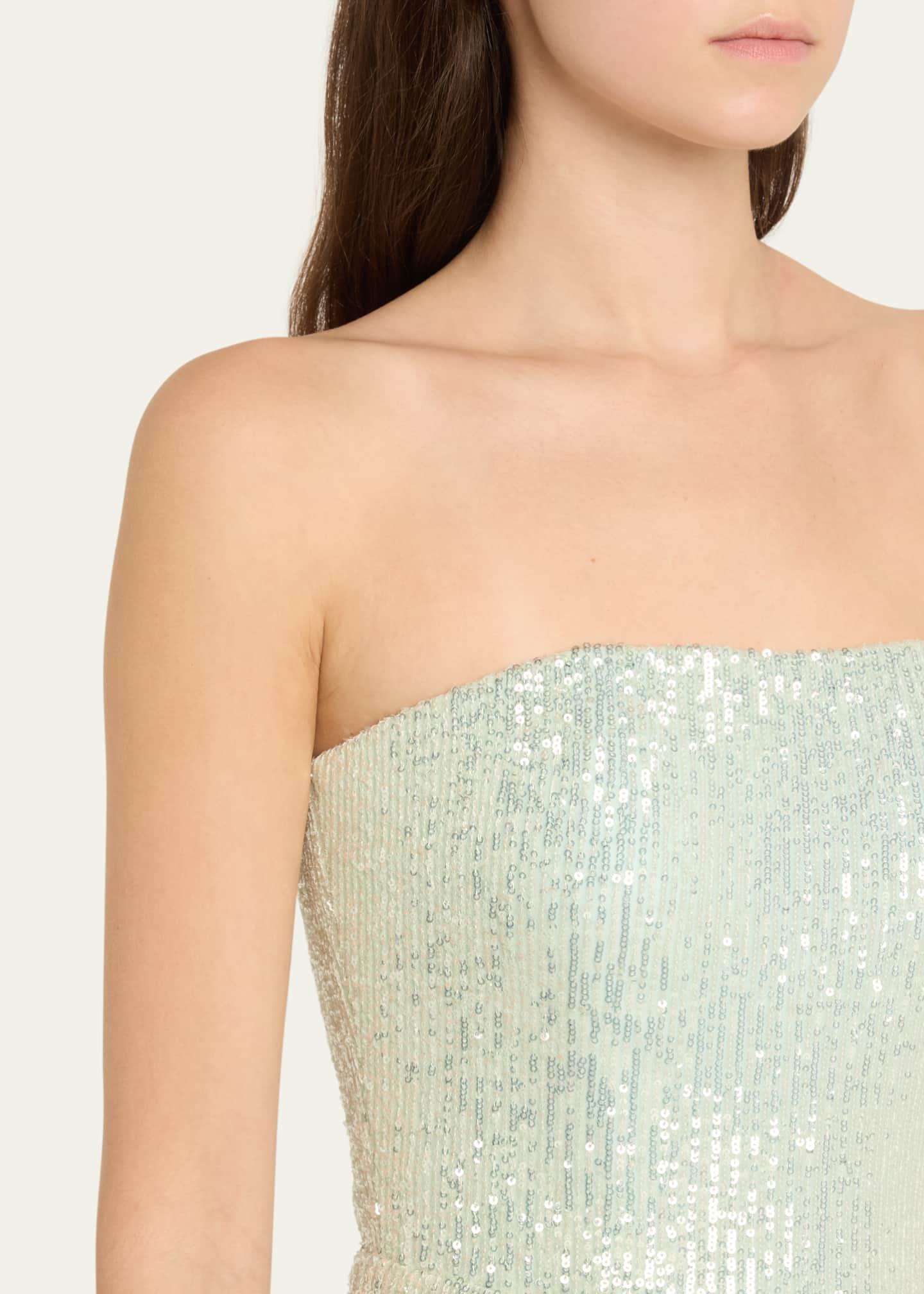 Pamella Roland Sequined Long Strapless Stretch Gown Image 5 of 5