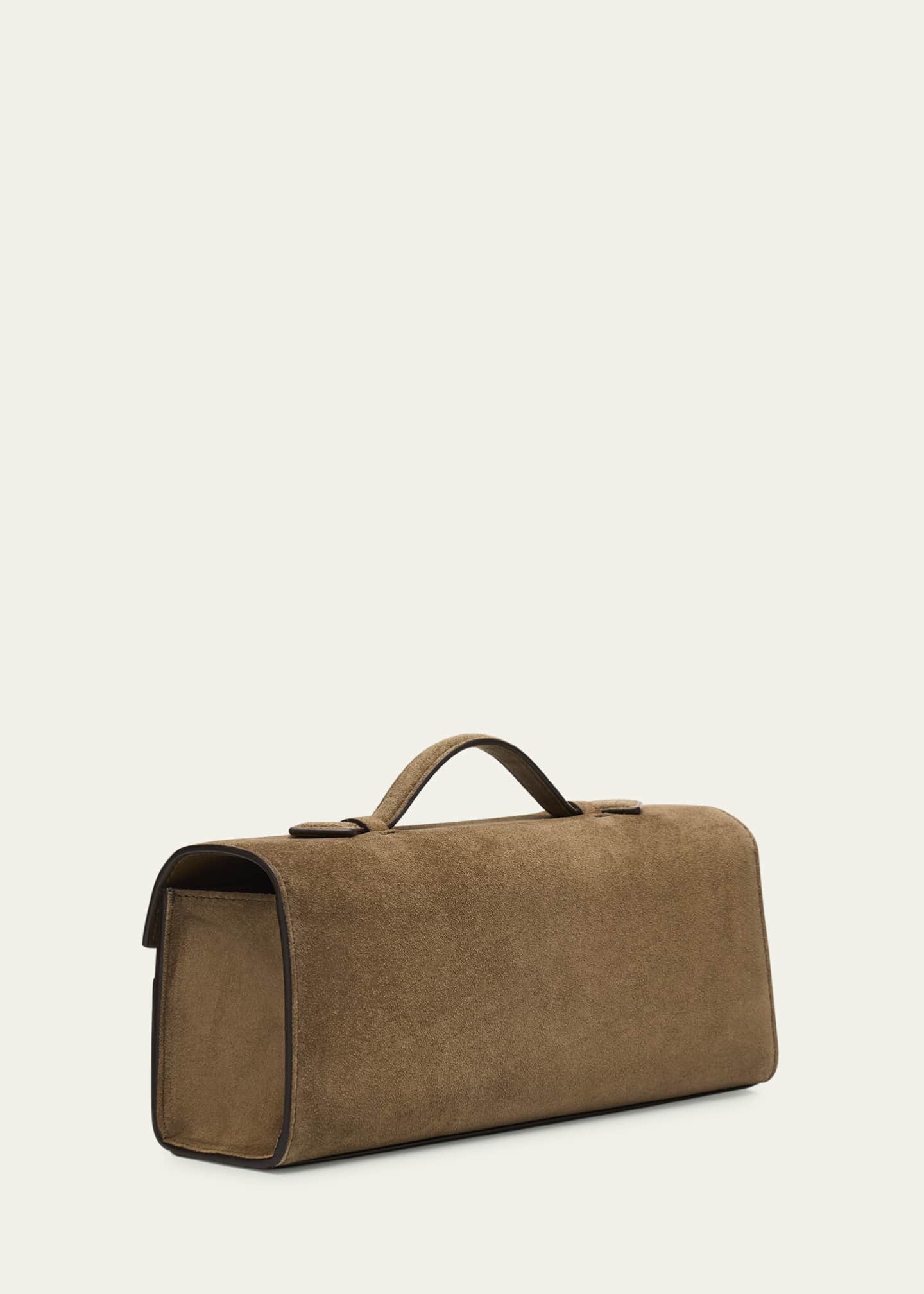 トートバッグ SAVETTE FW25 SLIM SYMMETRY POCHETTE IN SUEDE (H0140303 820) SAVETTE Slim Symmetry Pochette leather-trimmed suede tote