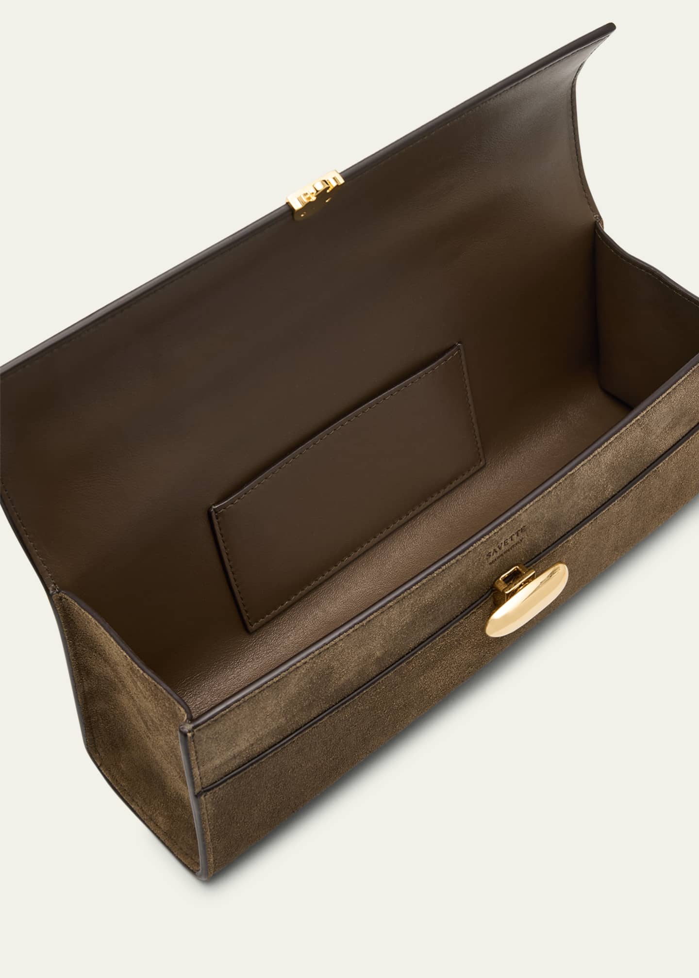 Savette Slim Symmetry Pochette Suede Top-Handle Bag