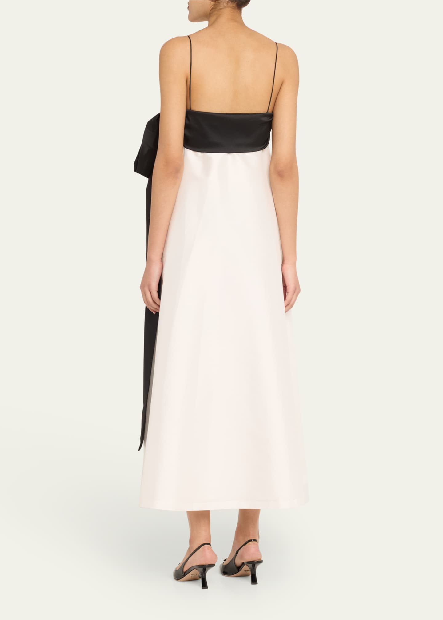 BERNADETTE Colorblock Flowy Long Dress with Bow Image 3 of 5