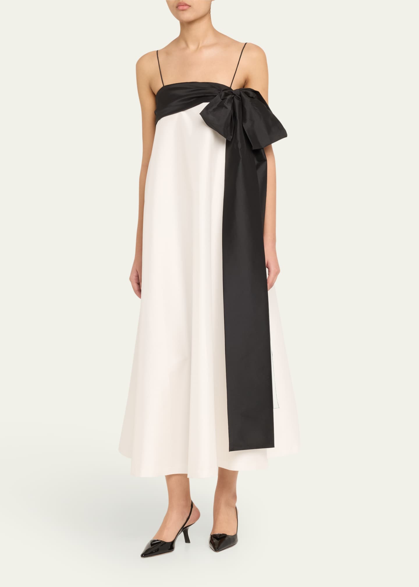 BERNADETTE Colorblock Flowy Long Dress with Bow Image 4 of 5