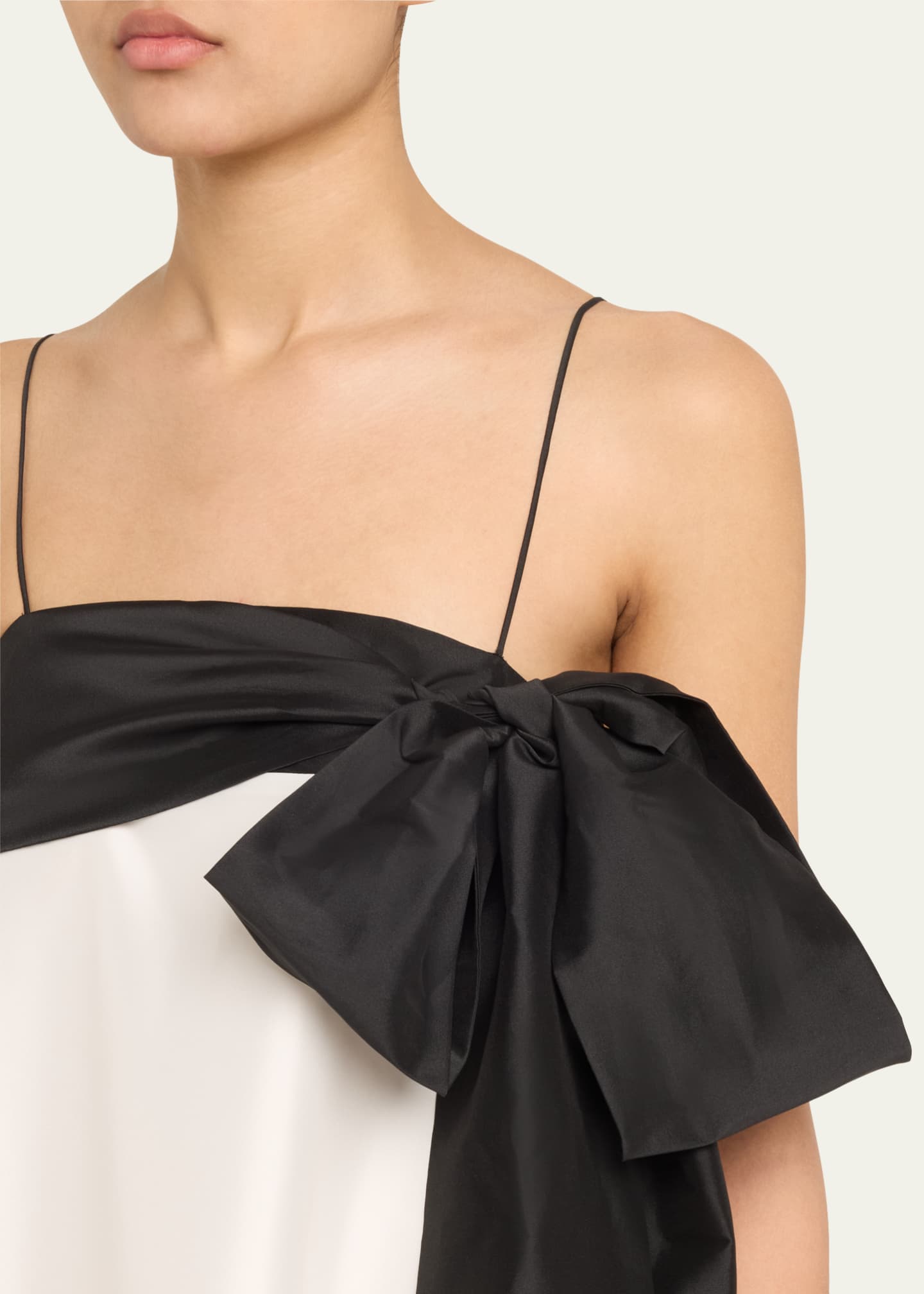 BERNADETTE Colorblock Flowy Long Dress with Bow Image 5 of 5