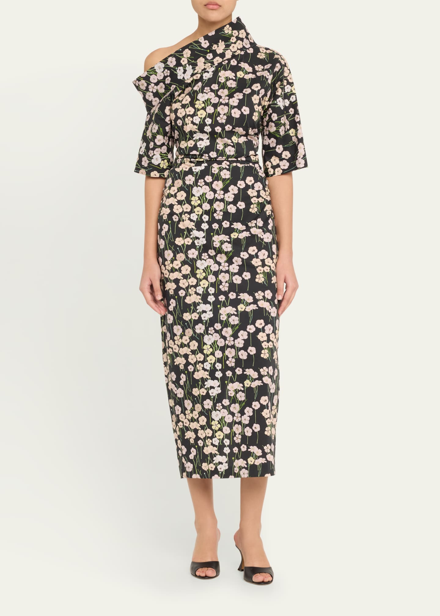 Bowie Printed Off-The-Shoulder Bow Dress