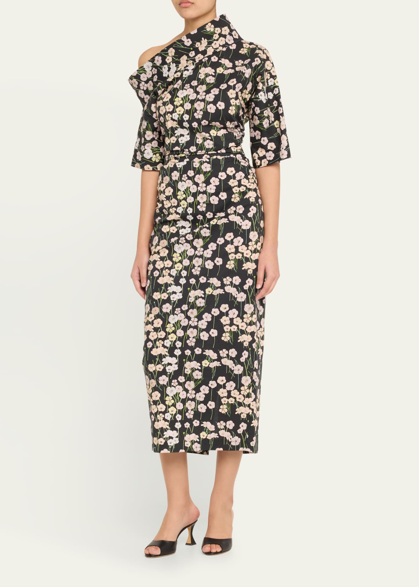 Bowie Printed Off-The-Shoulder Bow Dress