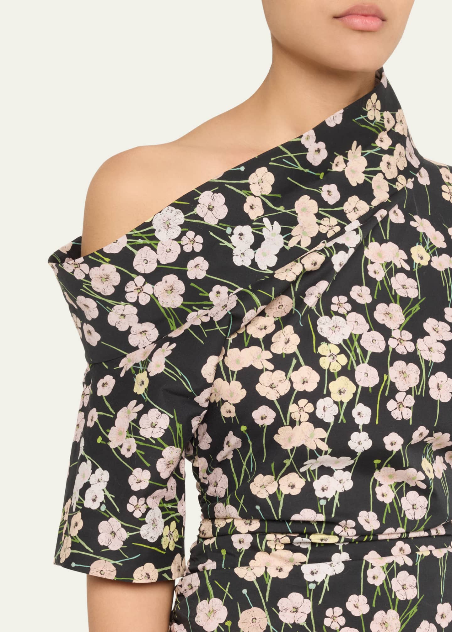 Bowie Printed Off-The-Shoulder Bow Dress
