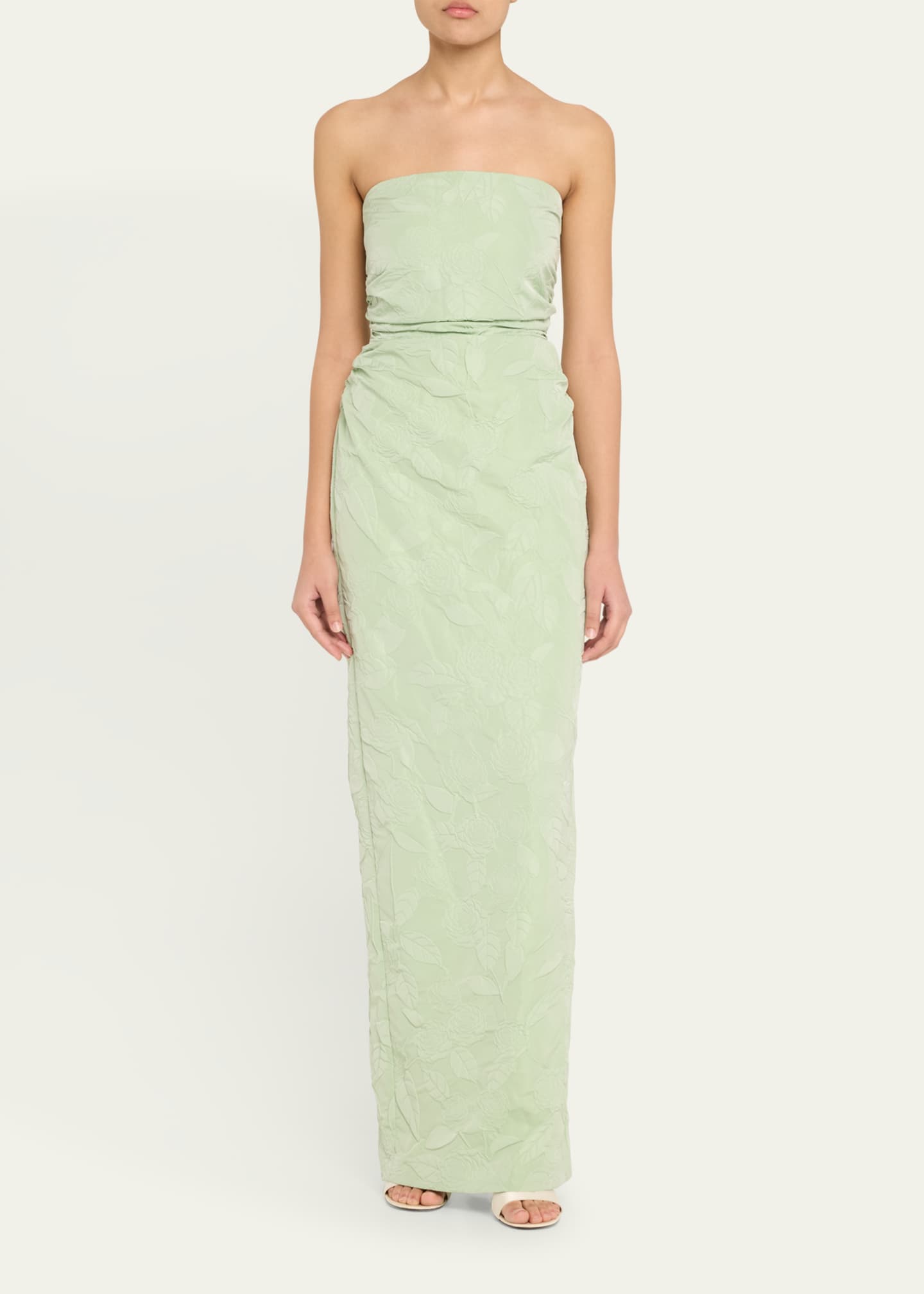 BERNADETTE Strapless Embossed Column Gown Image 2 of 5