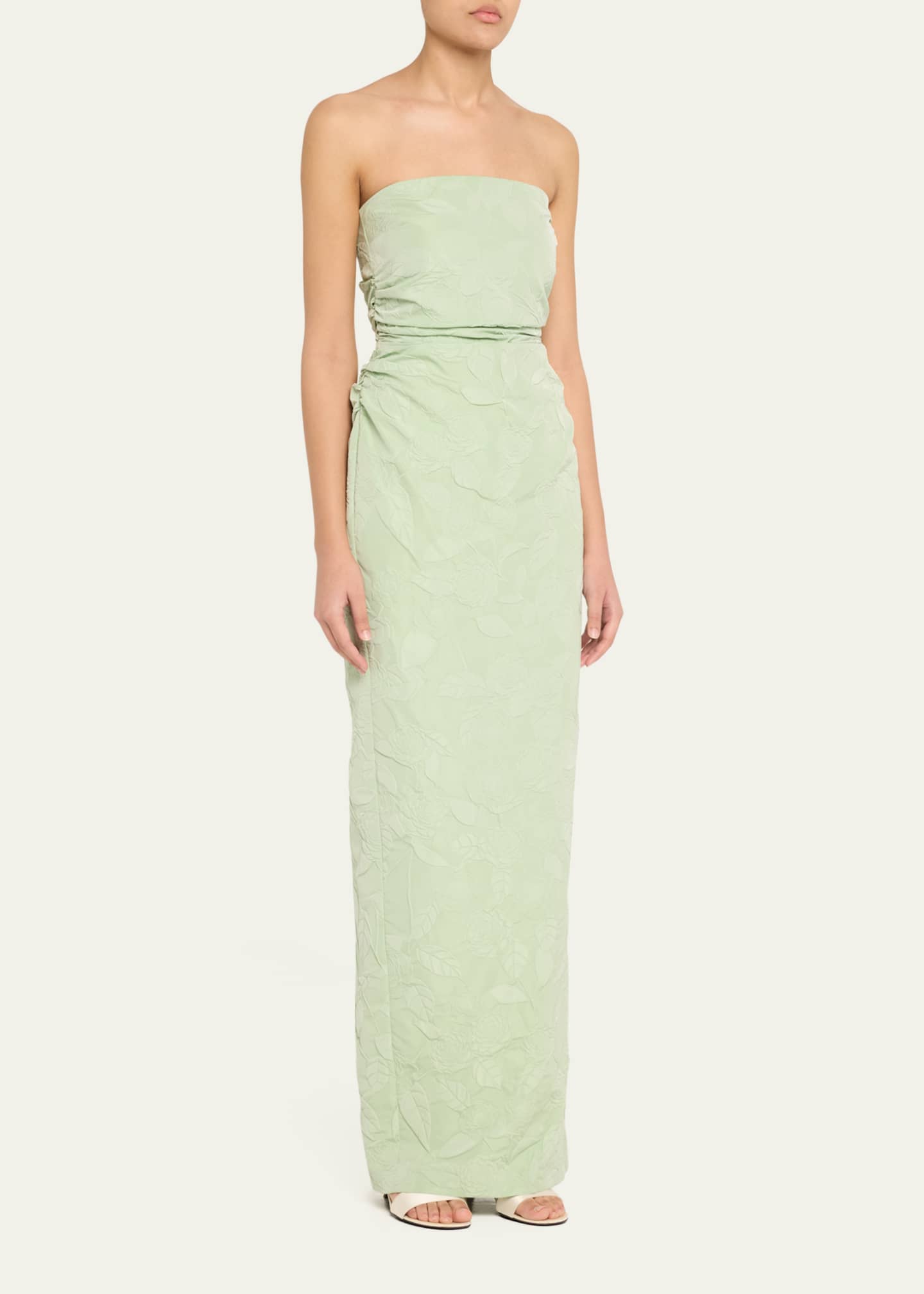 BERNADETTE Strapless Embossed Column Gown Image 4 of 5