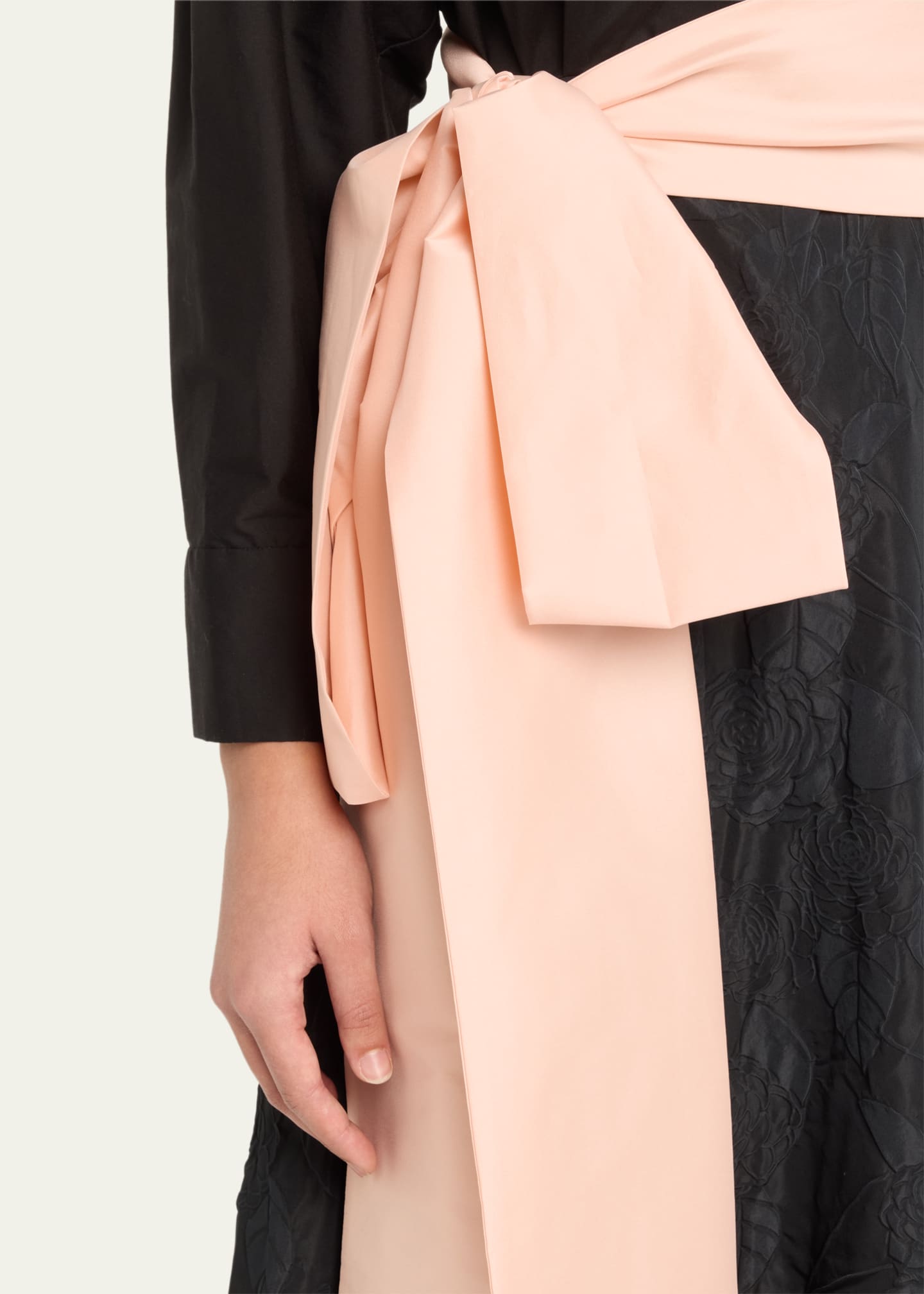 BERNADETTE Floral Embossed Wrap Dress with Bow Image 4 of 4