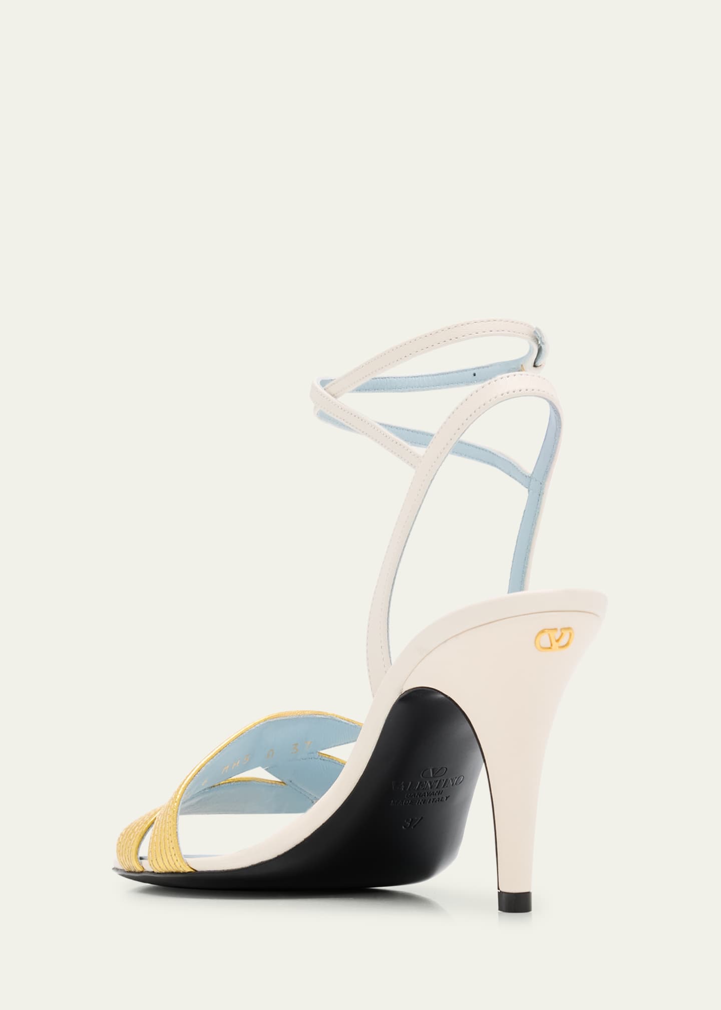 Valentino Garavani Foliage Mixed Leather Ankle-Strap Sandals