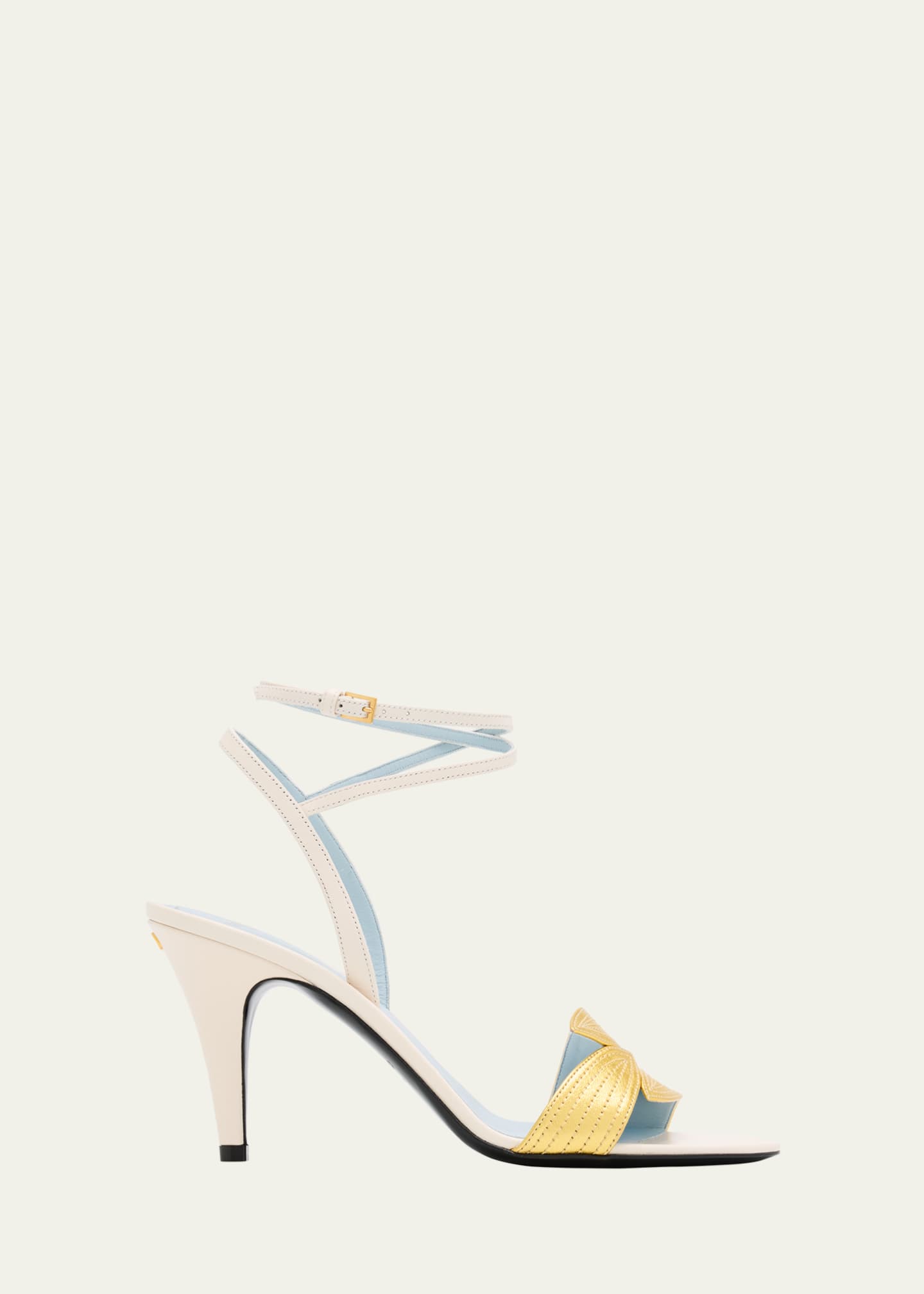 Valentino Garavani Foliage Mixed Leather Ankle-Strap Sandals