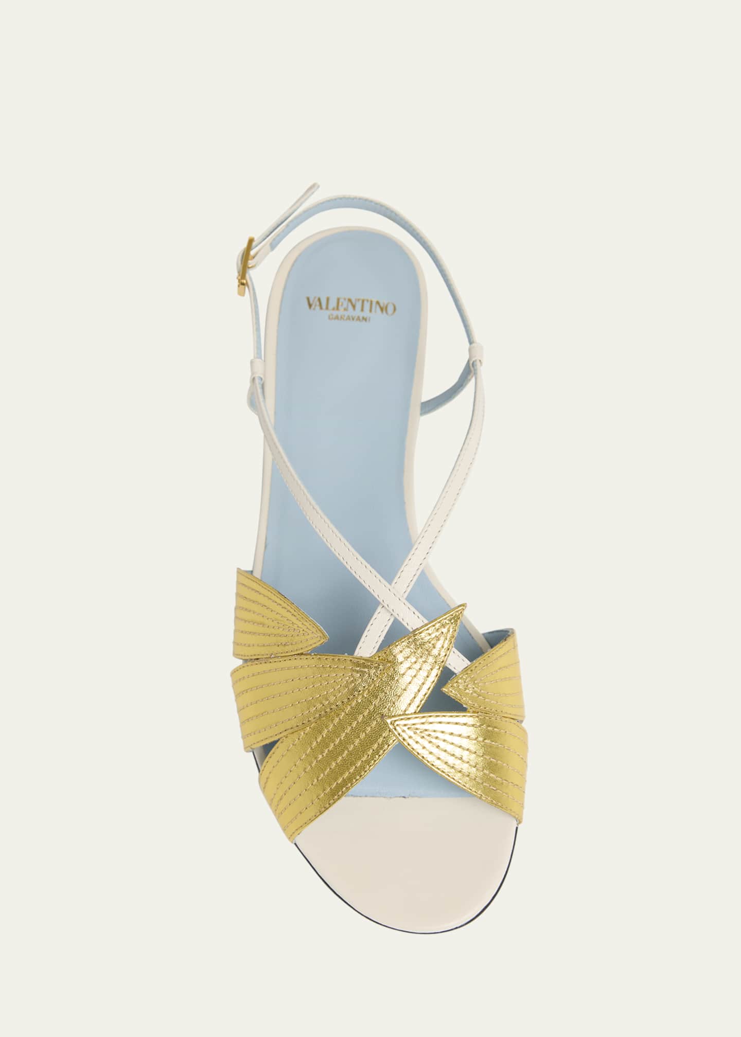 Valentino Garavani Foliefoliage Bicolor Leather Slingback Sandals Image 4 of 4