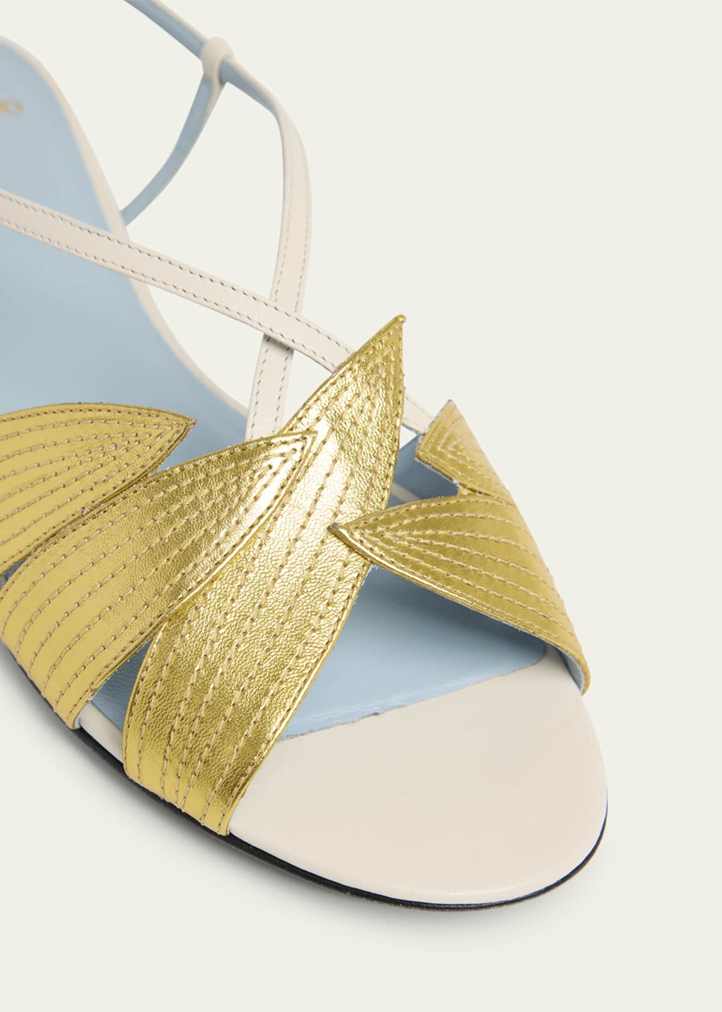 Valentino Garavani Foliefoliage Bicolor Leather Slingback Sandals Image 3 of 4