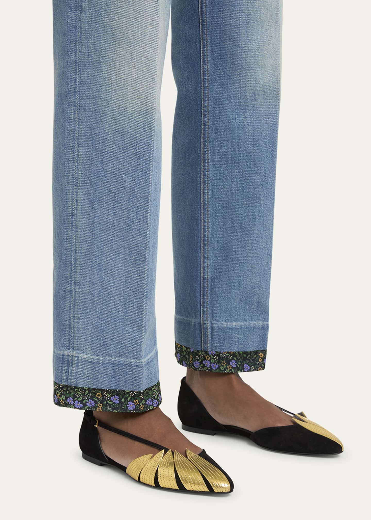 Valentino Foliefoliage Bicolor Leather Ballerina Flats Image 2 of 6