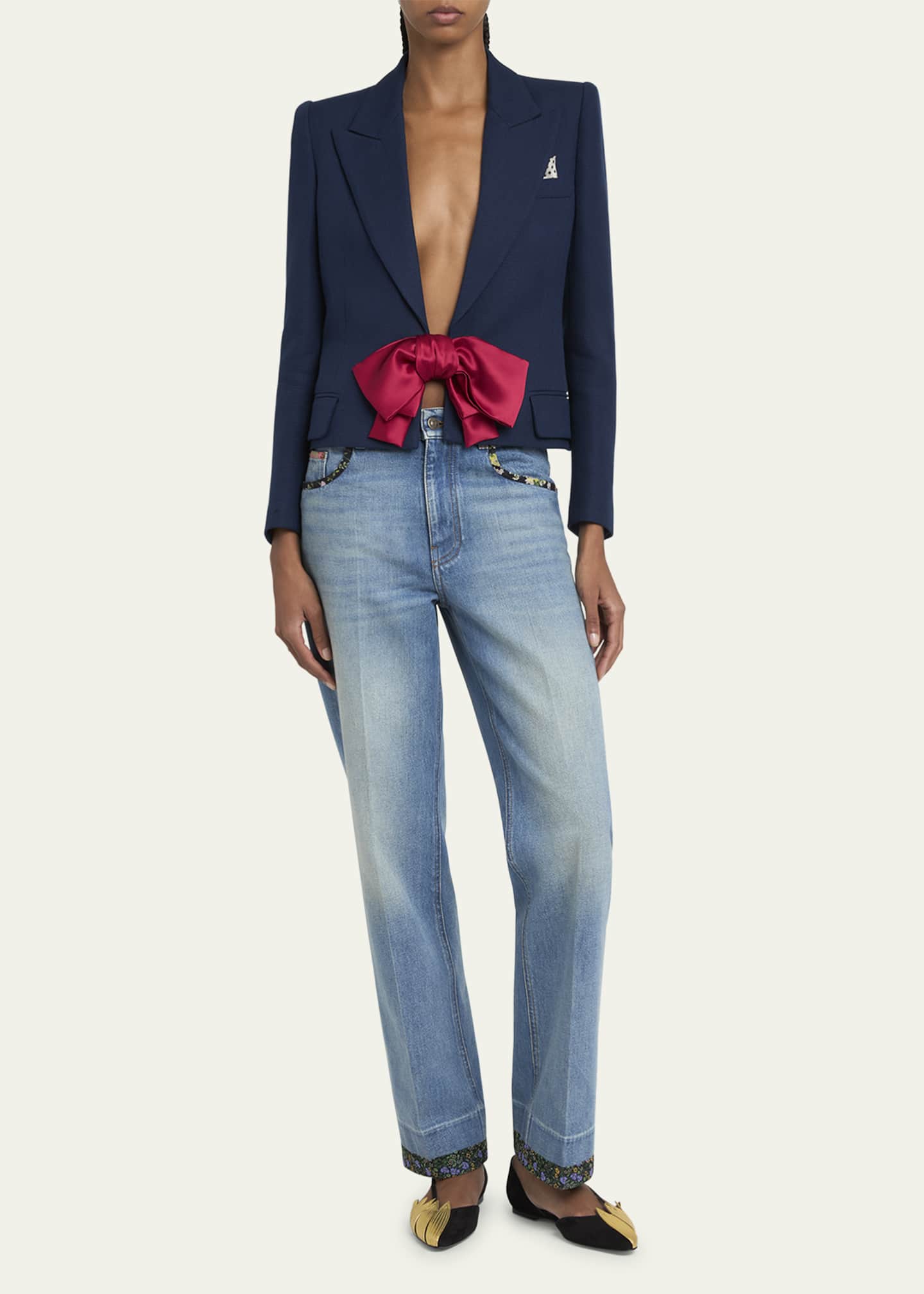 Valentino Foliefoliage Bicolor Leather Ballerina Flats Image 3 of 6