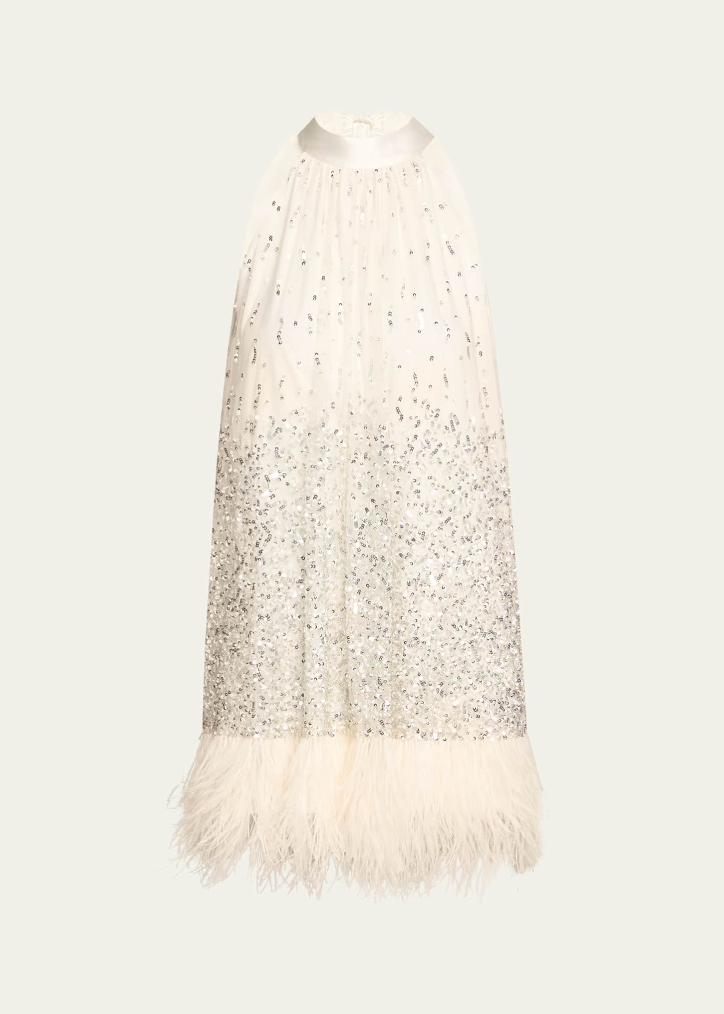 Alice + Olivia Erna Sequined Feather-Trim Mini Dress Image 1 of 5