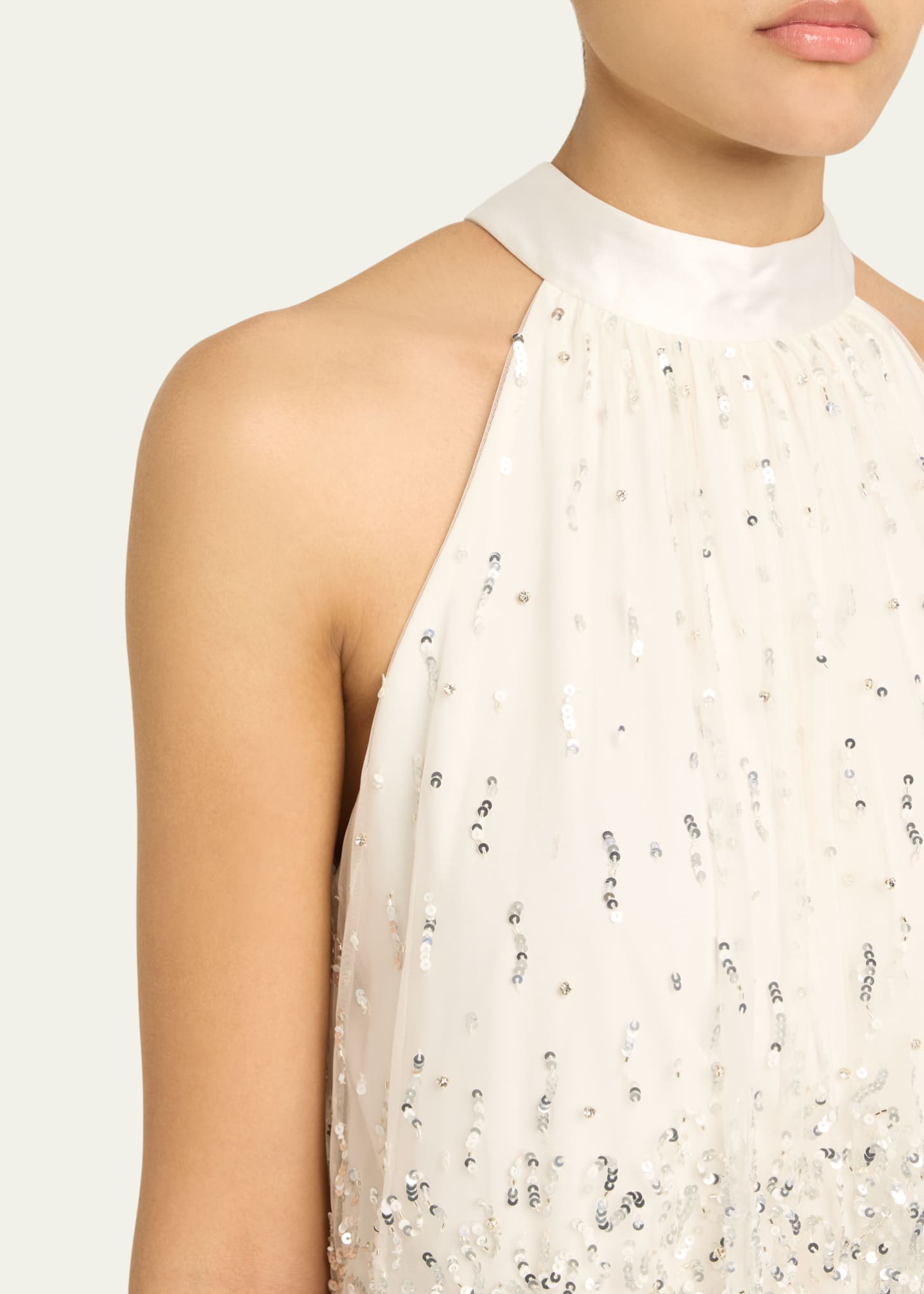 Alice + Olivia Erna Sequined Feather-Trim Mini Dress Image 5 of 5