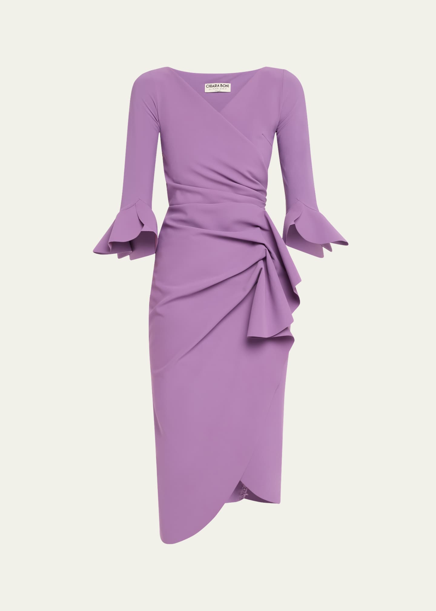 Chiara Boni La Petite Robe Triwan Ruched Side-Drape Jersey Midi Dress Image 1 of 5