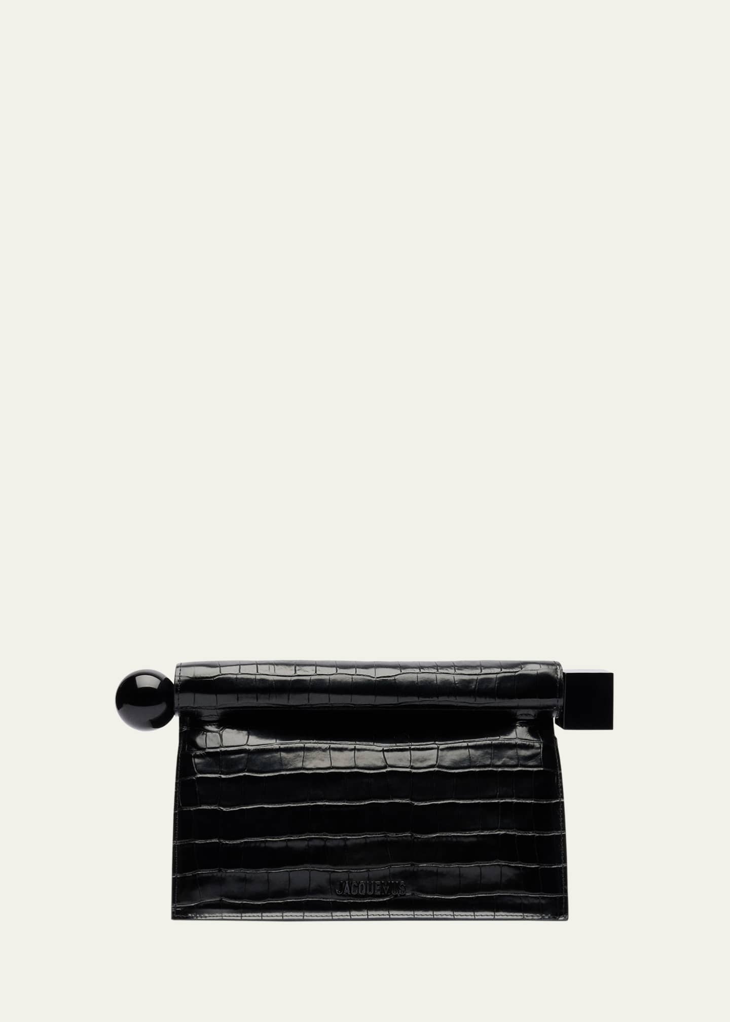 Jacquemus La Pochette Rond Croc-Embossed Clutch Bag Image 1 of 6