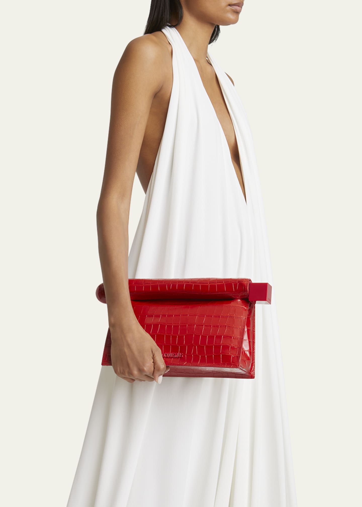Jacquemus La Pochette Rond Croc-Embossed Clutch Bag Image 2 of 6