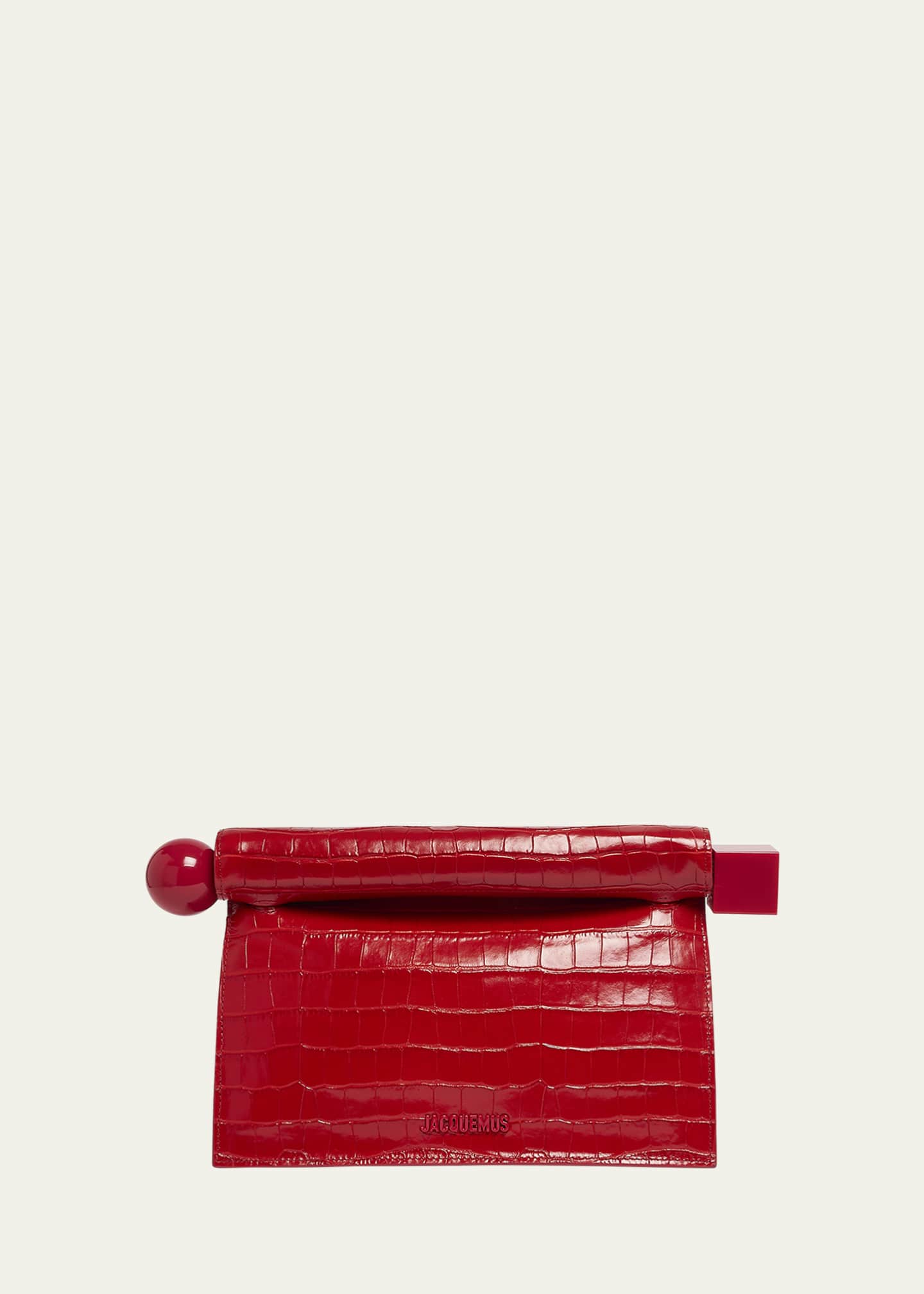 Jacquemus La Pochette Rond Croc-Embossed Clutch Bag Image 1 of 6
