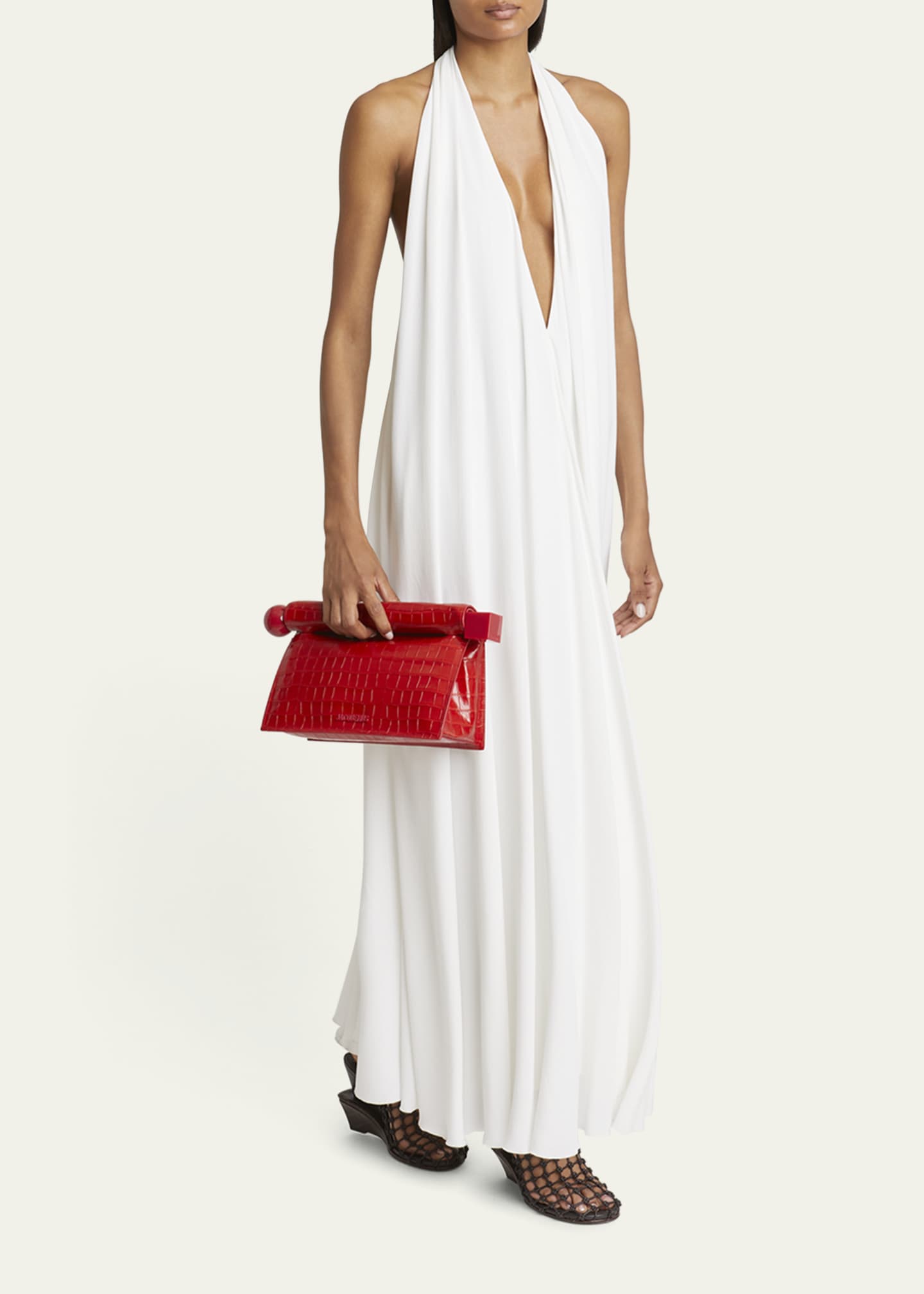Jacquemus La Pochette Rond Croc-Embossed Clutch Bag Image 5 of 6