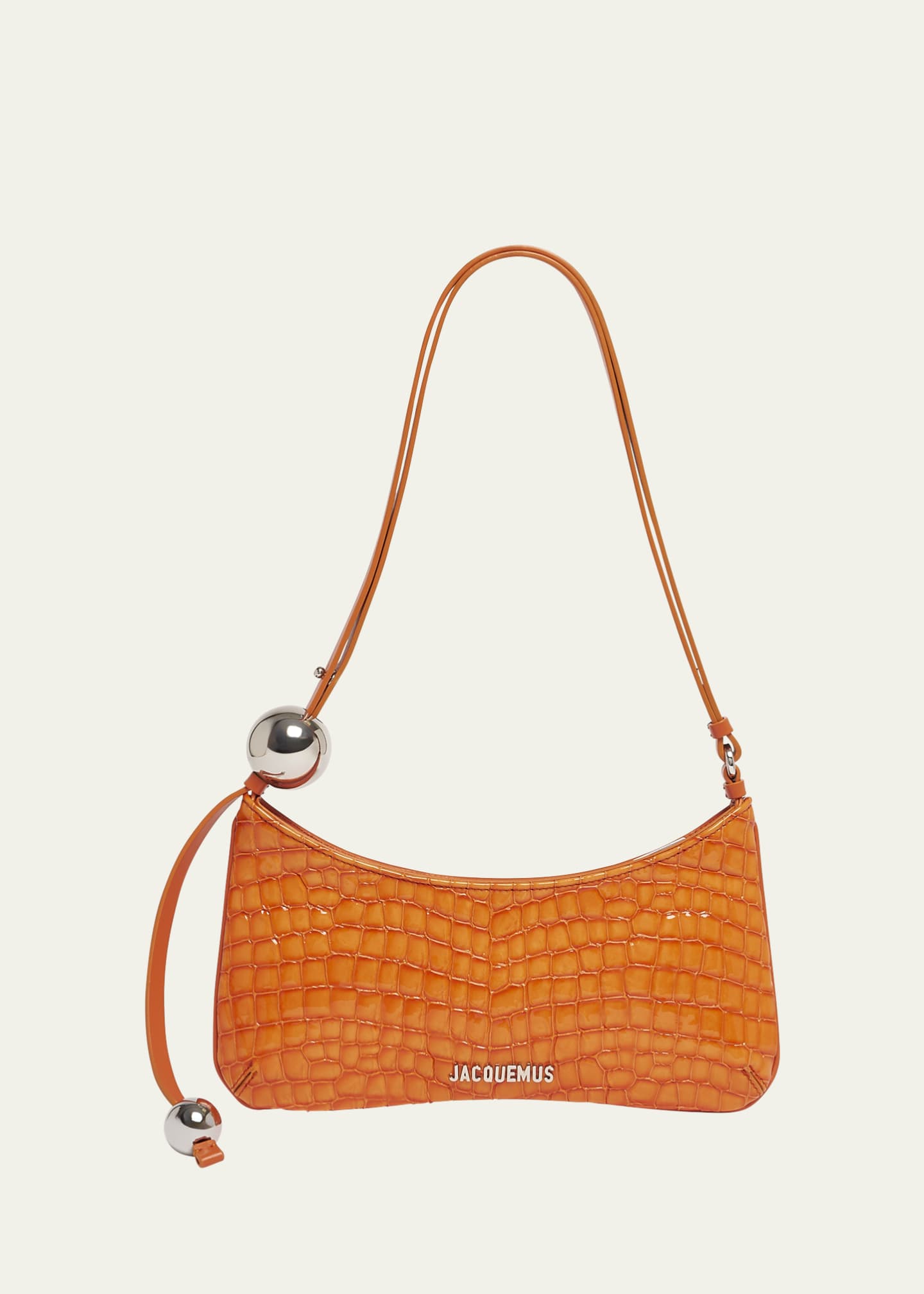 Jacquemus Le Bisou Perle Patent Croc-Embossed Shoulder Bag Image 1 of 6