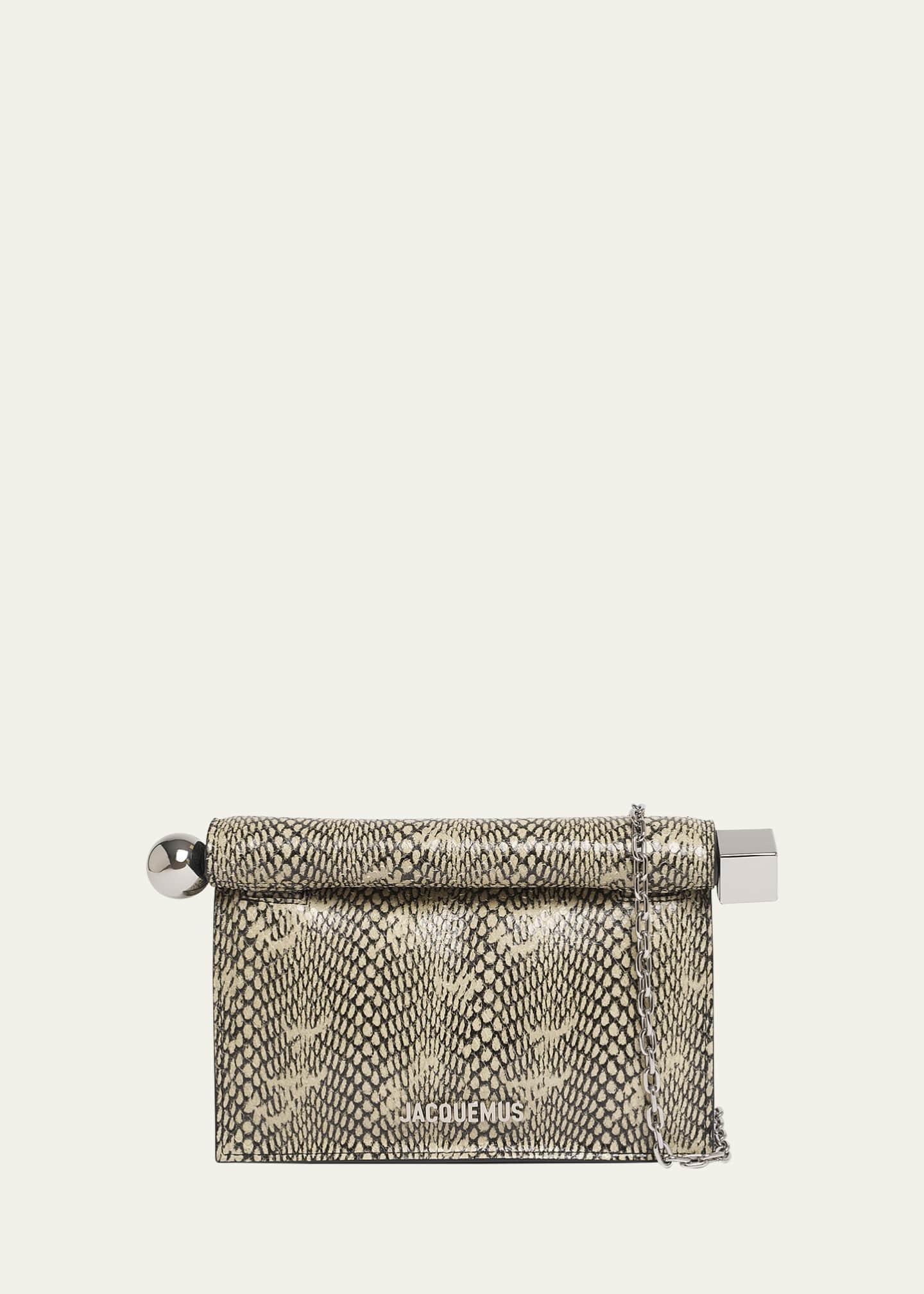 Jacquemus La Petit Pochette Rond Snakeskin-Embossed Clutch Bag Image 1 of 5
