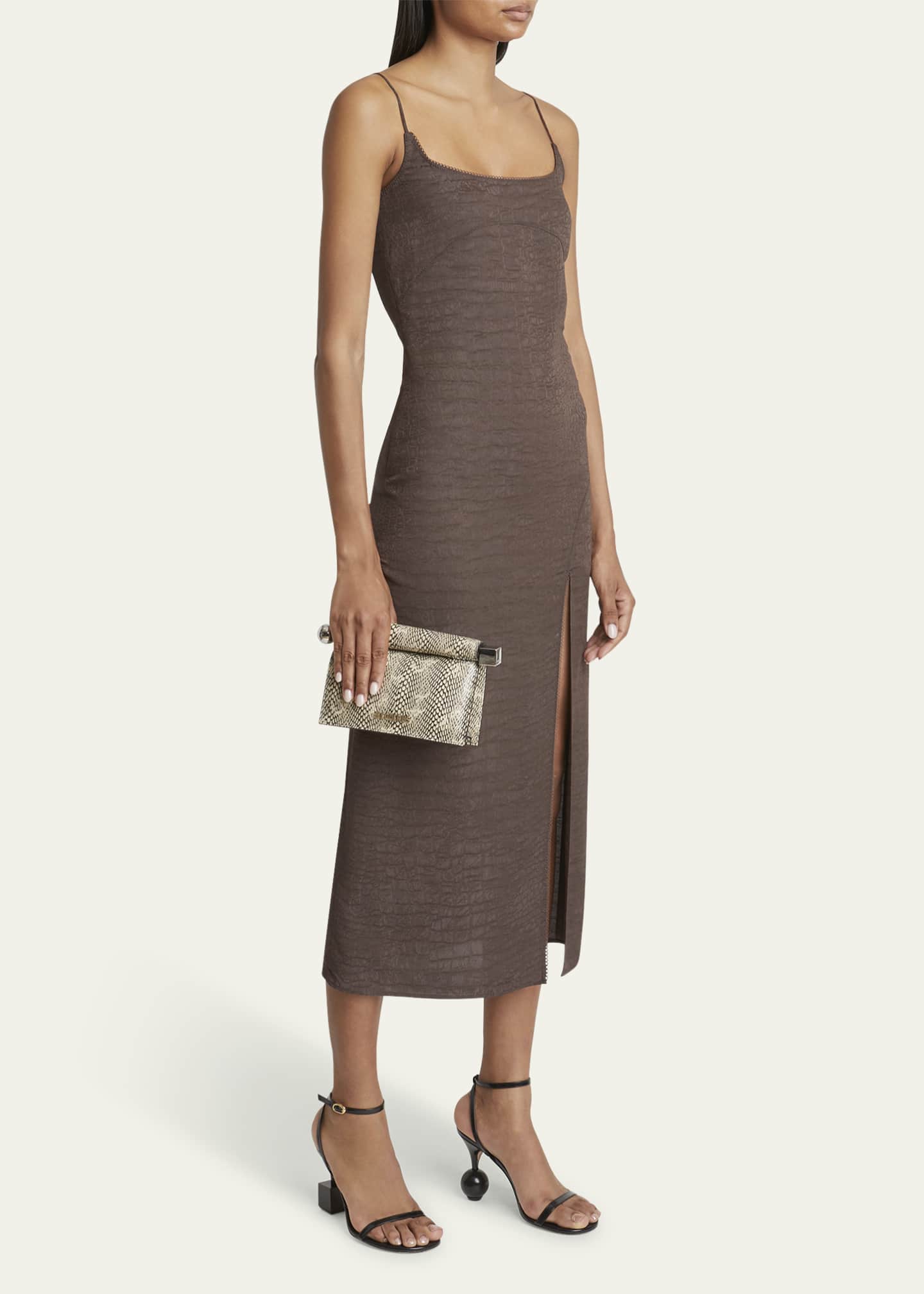 Jacquemus La Petit Pochette Rond Snakeskin-Embossed Clutch Bag Image 5 of 5