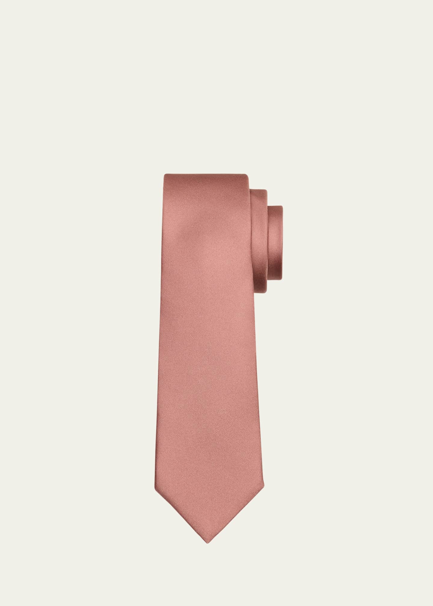 Saint Laurent Men's Blush Silk Tie