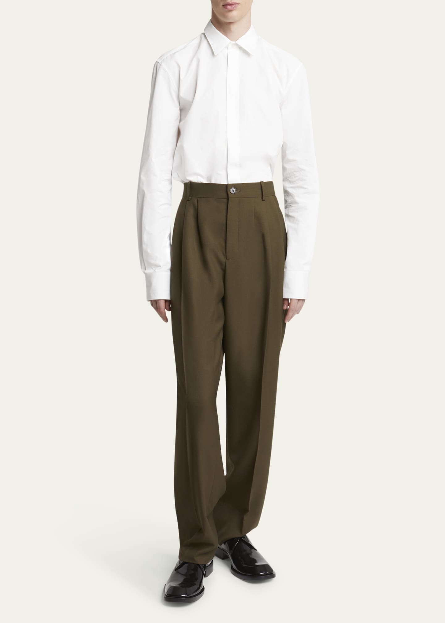 Saint Laurent Men's Double-Pleated Baggy Pants Image 2 of 5