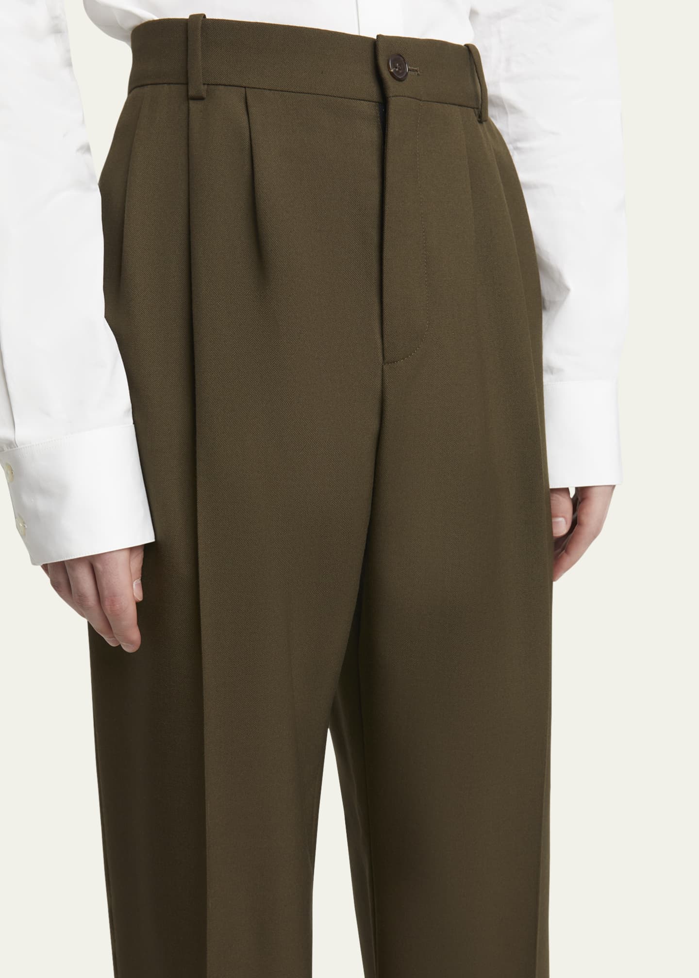 Saint Laurent Men's Double-Pleated Baggy Pants Image 5 of 5
