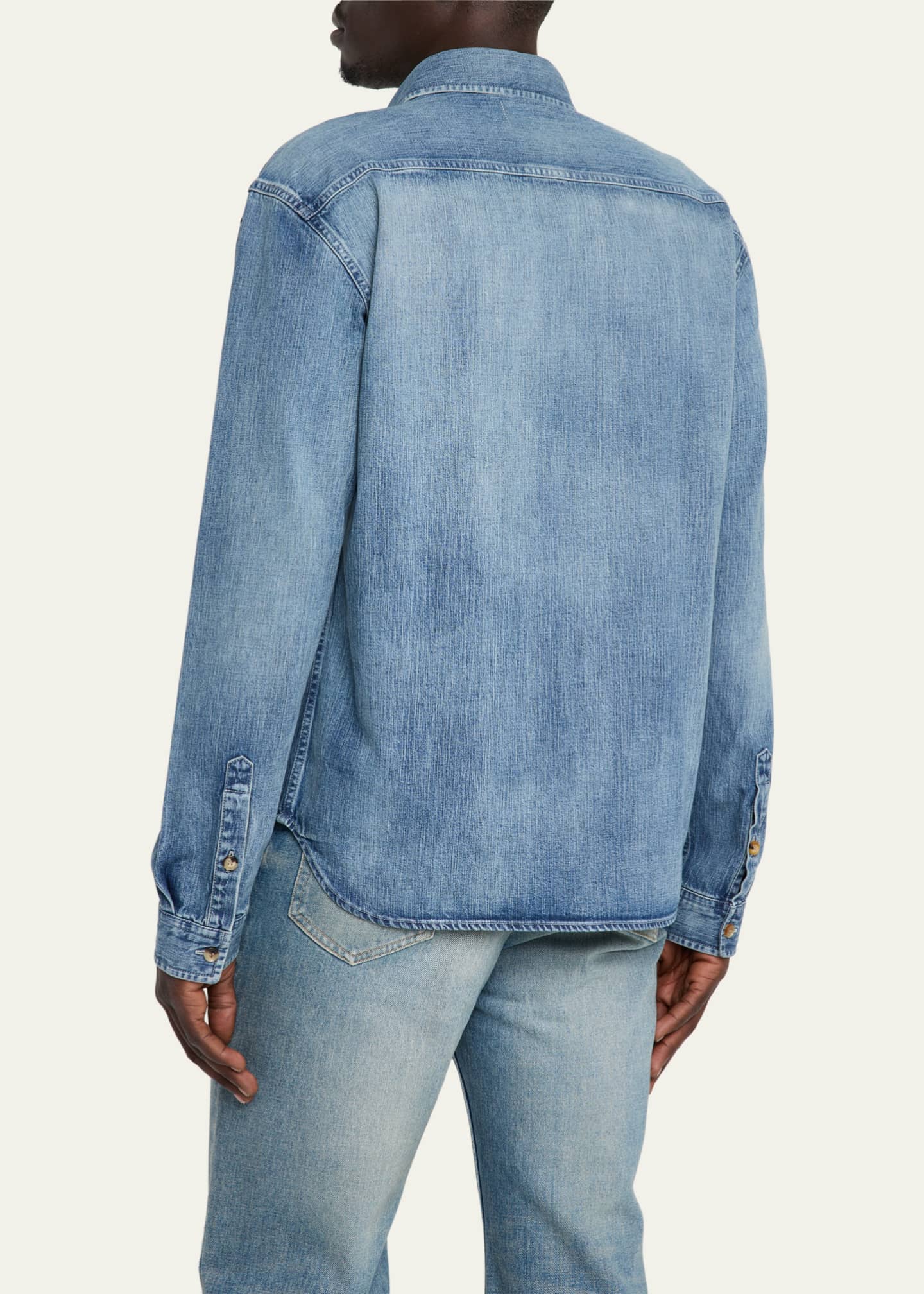Saint Laurent Men's Cassandra Denim Button-Down Shirt