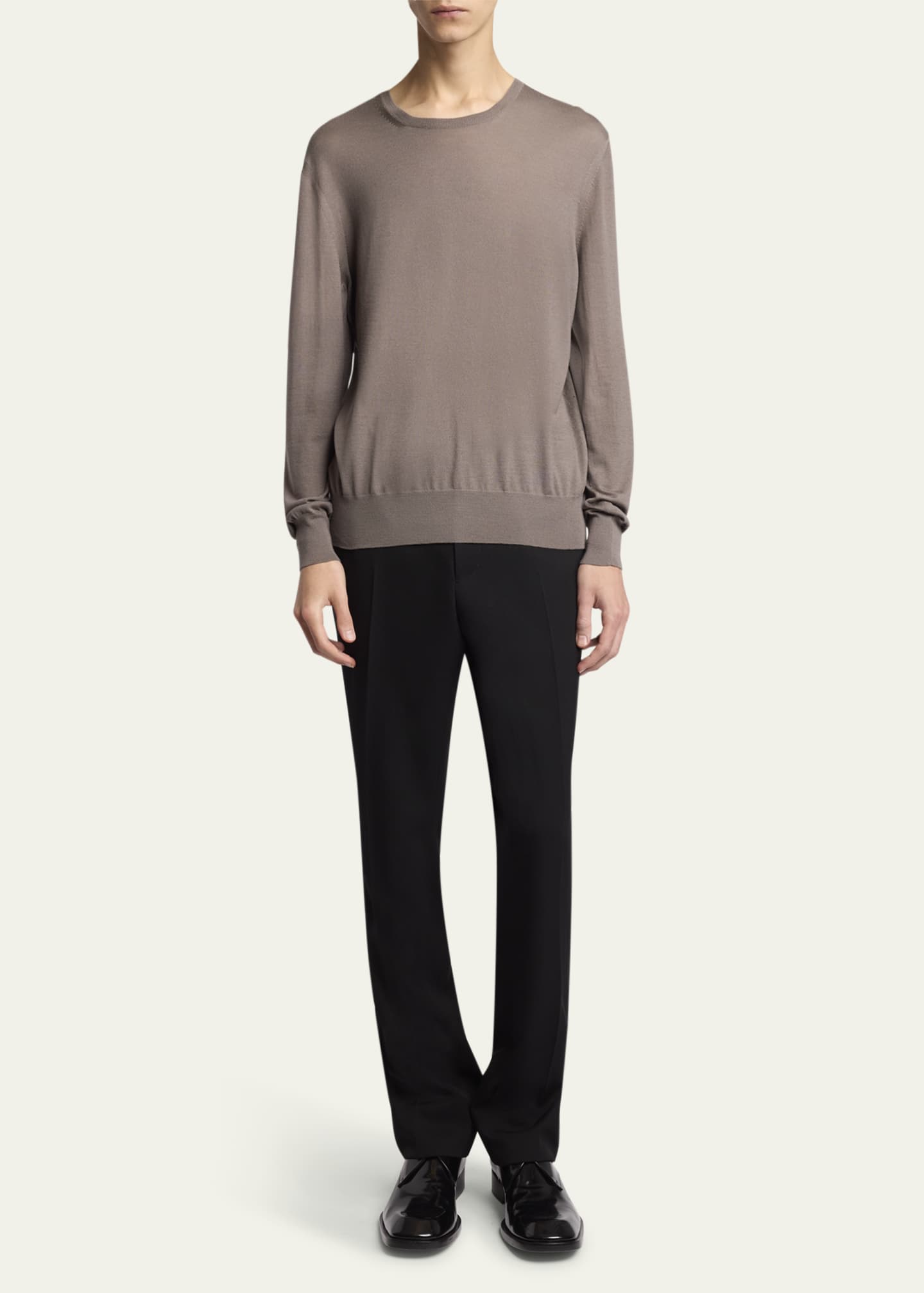 Saint Laurent Men's Fine-Gauge Crew Sweater Image 2 of 5