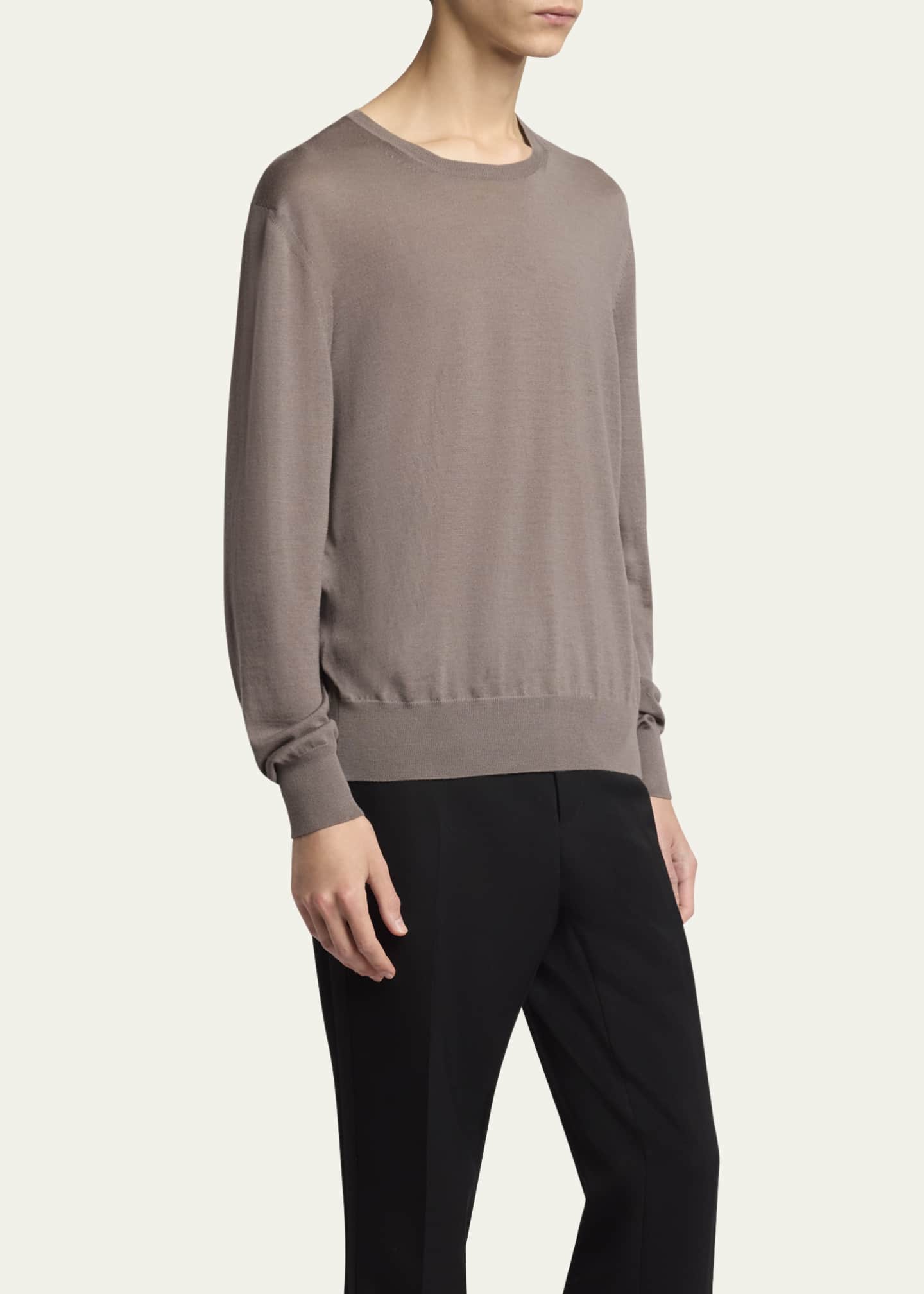 Saint Laurent Men's Fine-Gauge Crew Sweater Image 4 of 5