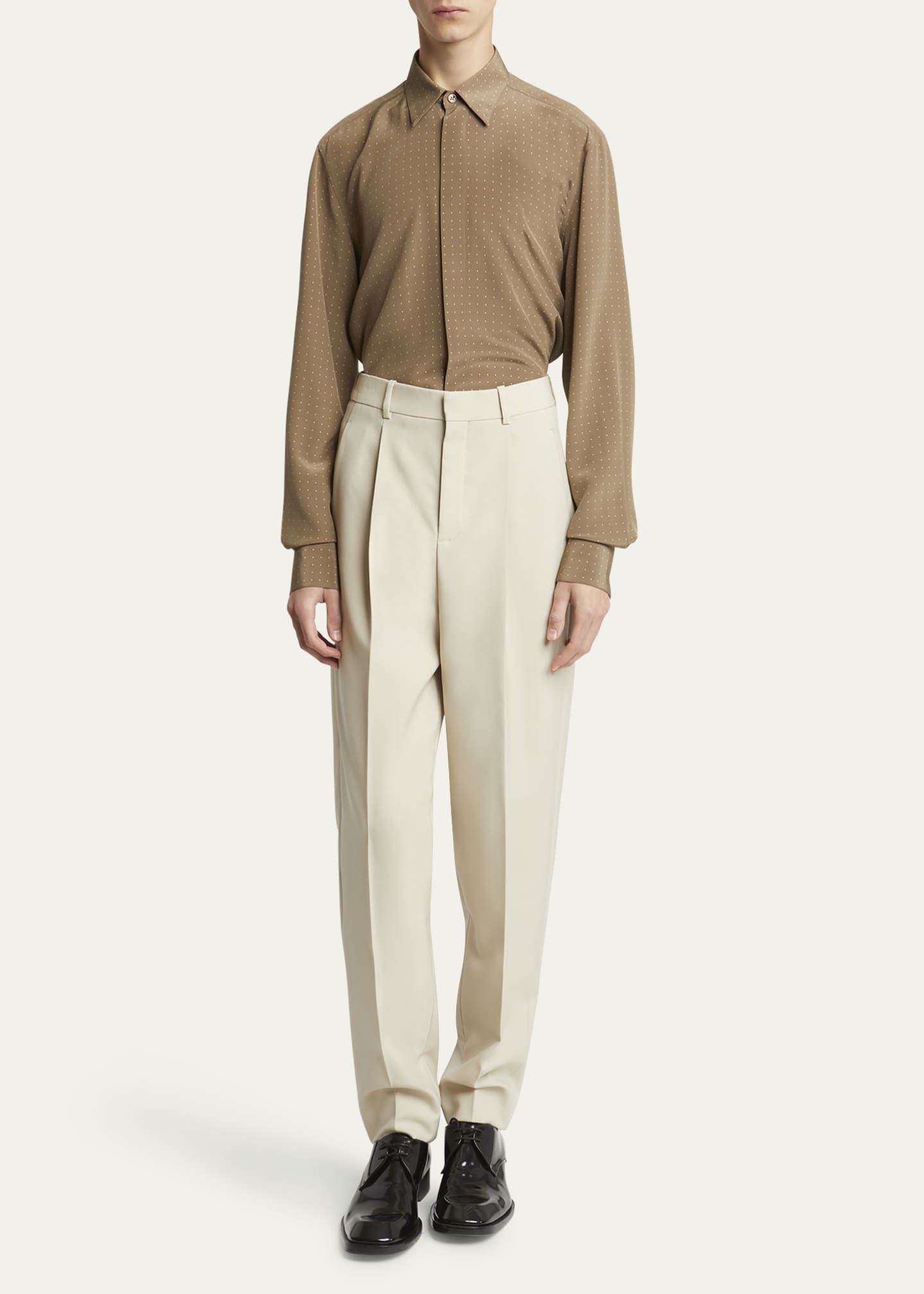 Saint Laurent Men's Dotted Crepe de Chine Dress Shirt Image 2 of 5