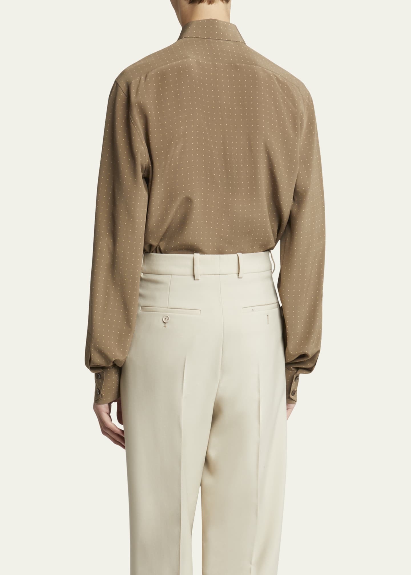 Saint Laurent Men's Dotted Crepe de Chine Dress Shirt Image 3 of 5