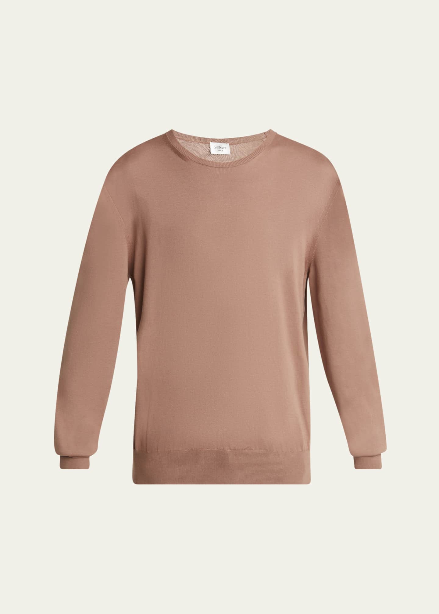 Saint Laurent Men's Sea Island Fine-Gauge Sweater Image 1 of 5