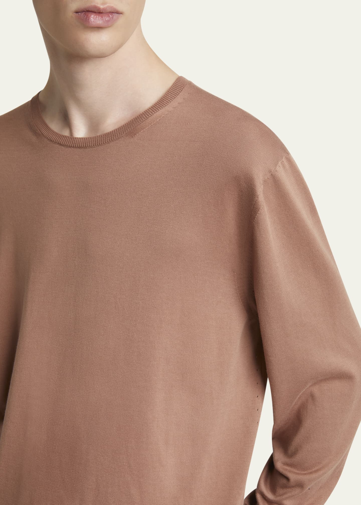 Saint Laurent Men's Sea Island Fine-Gauge Sweater Image 5 of 5
