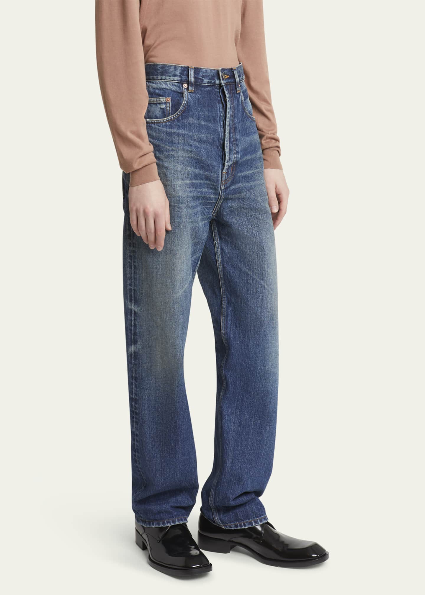 Saint Laurent Men's High-Waist Baggy Jeans Image 4 of 5
