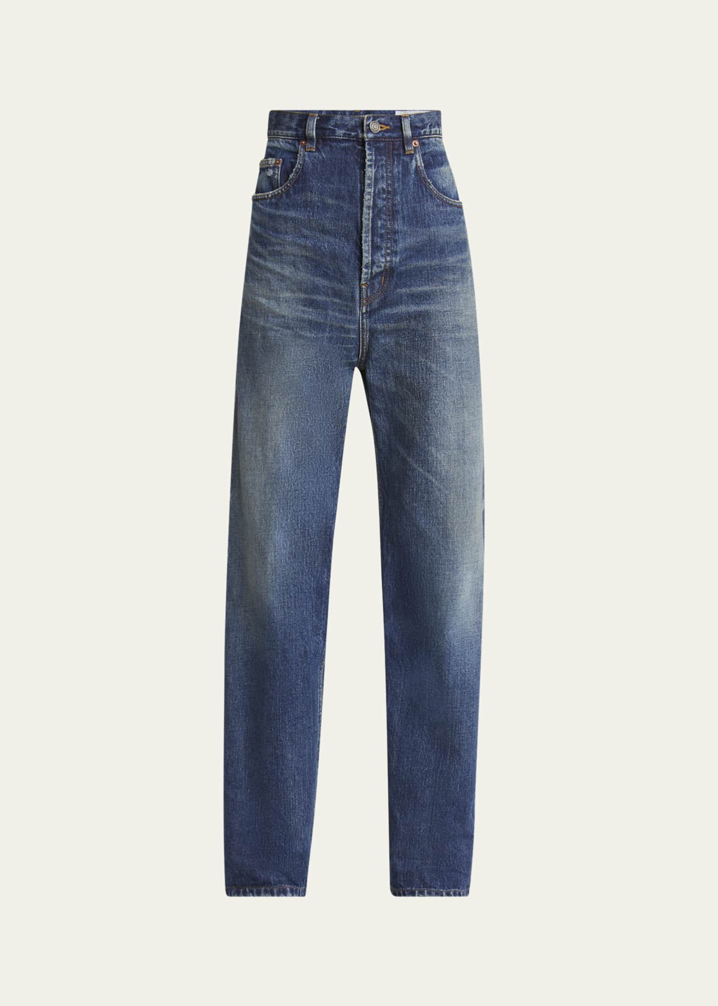 Saint Laurent Men's High-Waist Baggy Jeans Image 1 of 5