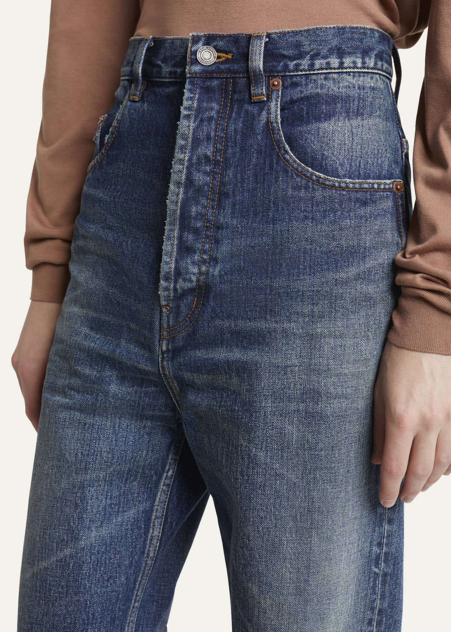 Saint Laurent Men's High-Waist Baggy Jeans Image 5 of 5