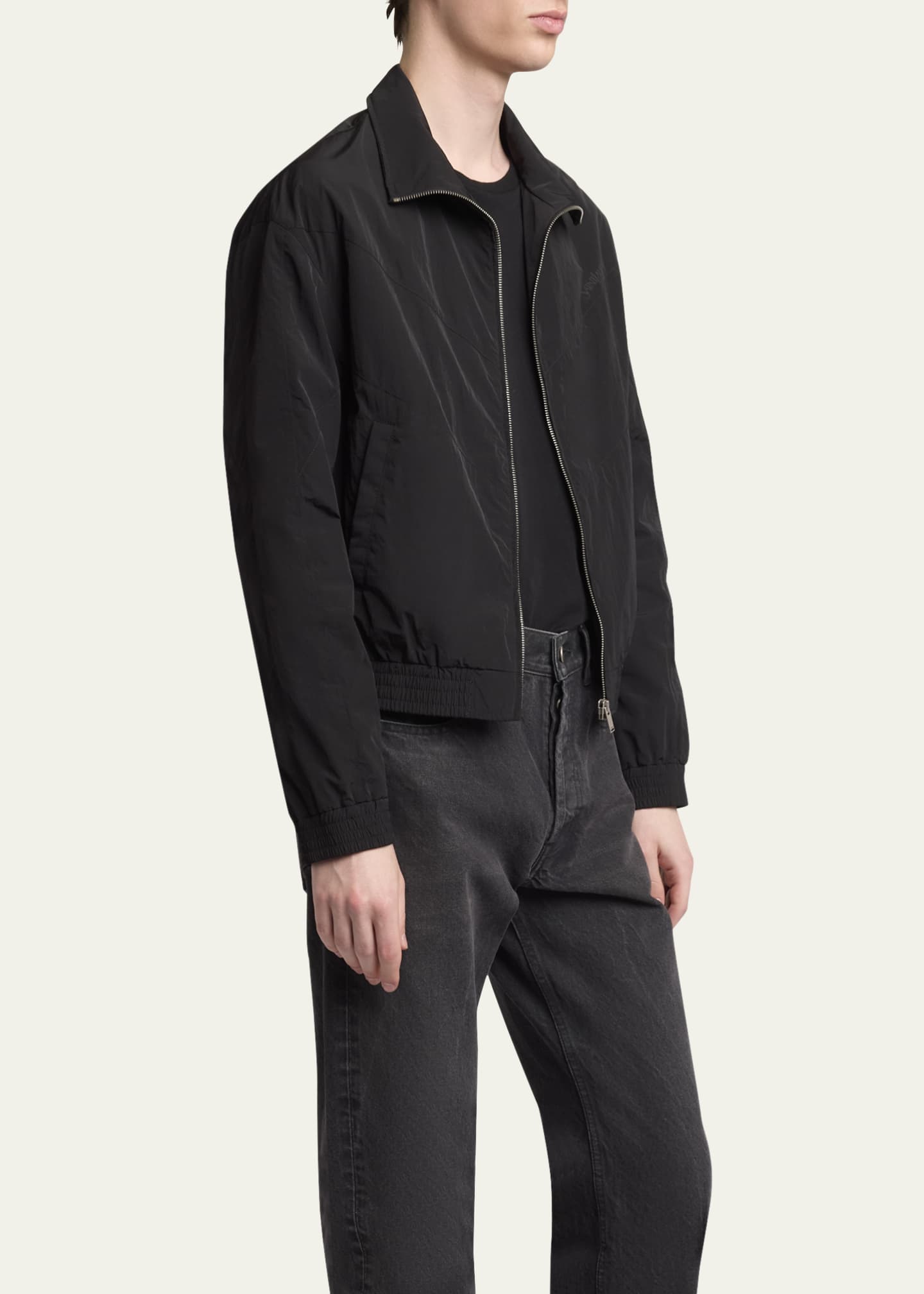 Saint Laurent Men's Brushed Nylon Zip Blouson Jacket Image 4 of 5