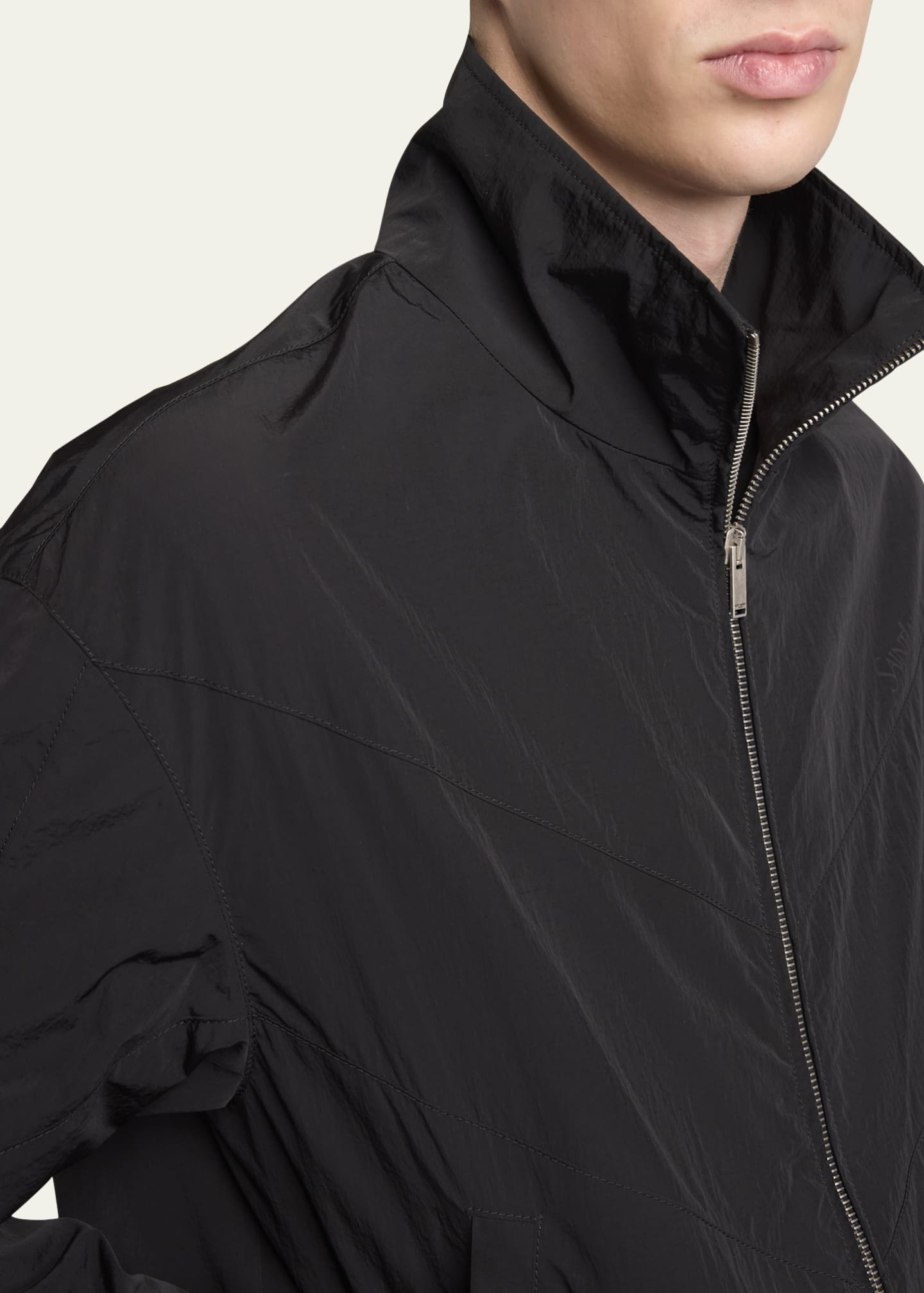Saint Laurent Men's Brushed Nylon Zip Blouson Jacket Image 5 of 5